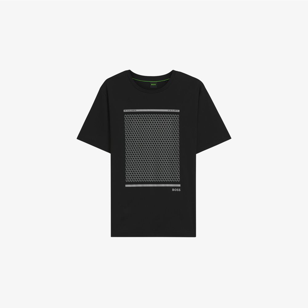 BOSS - Áo thun cotton hoạ tiết hình học