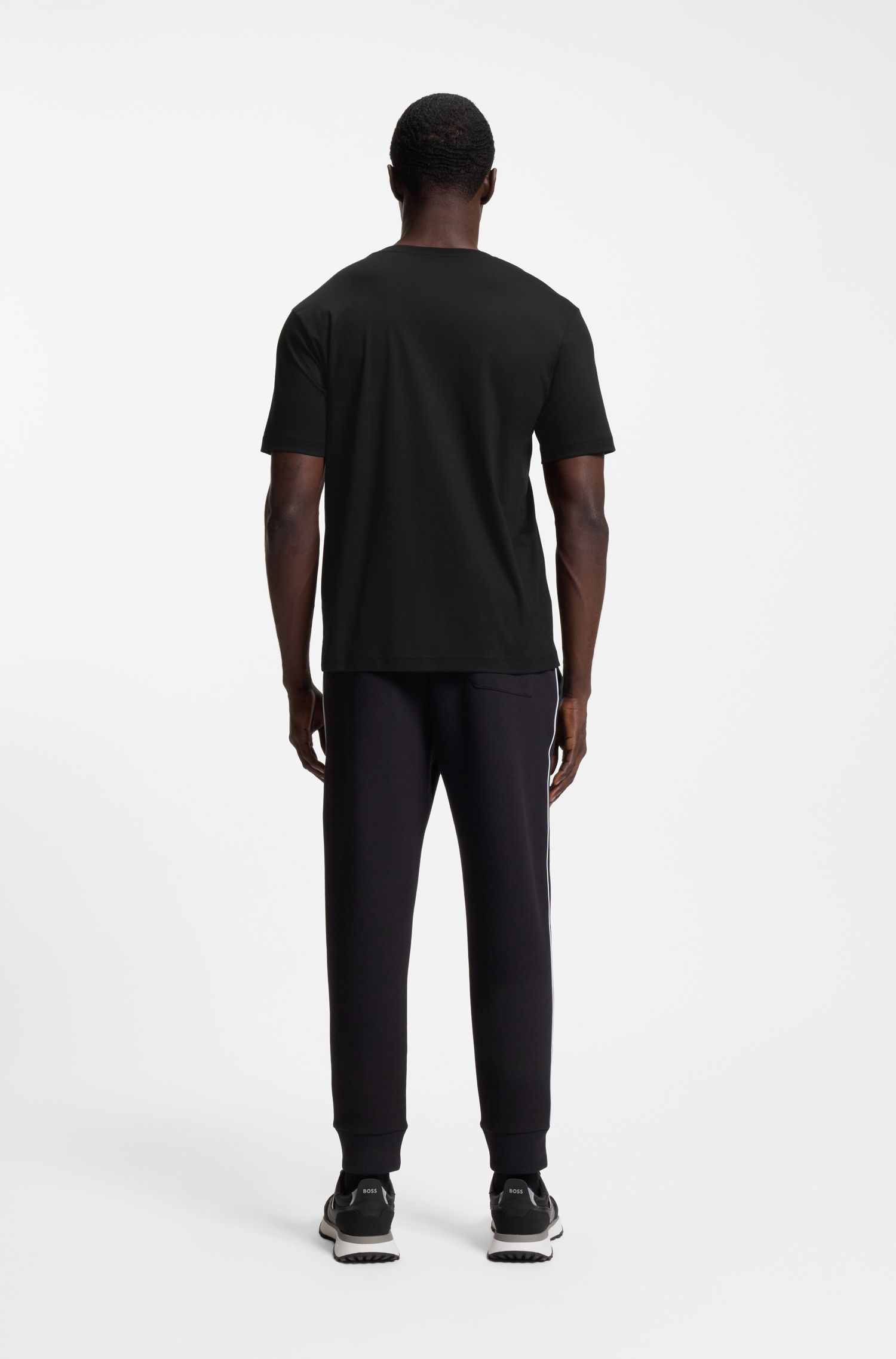 BOSS - Áo thun cotton hoạ tiết hình học