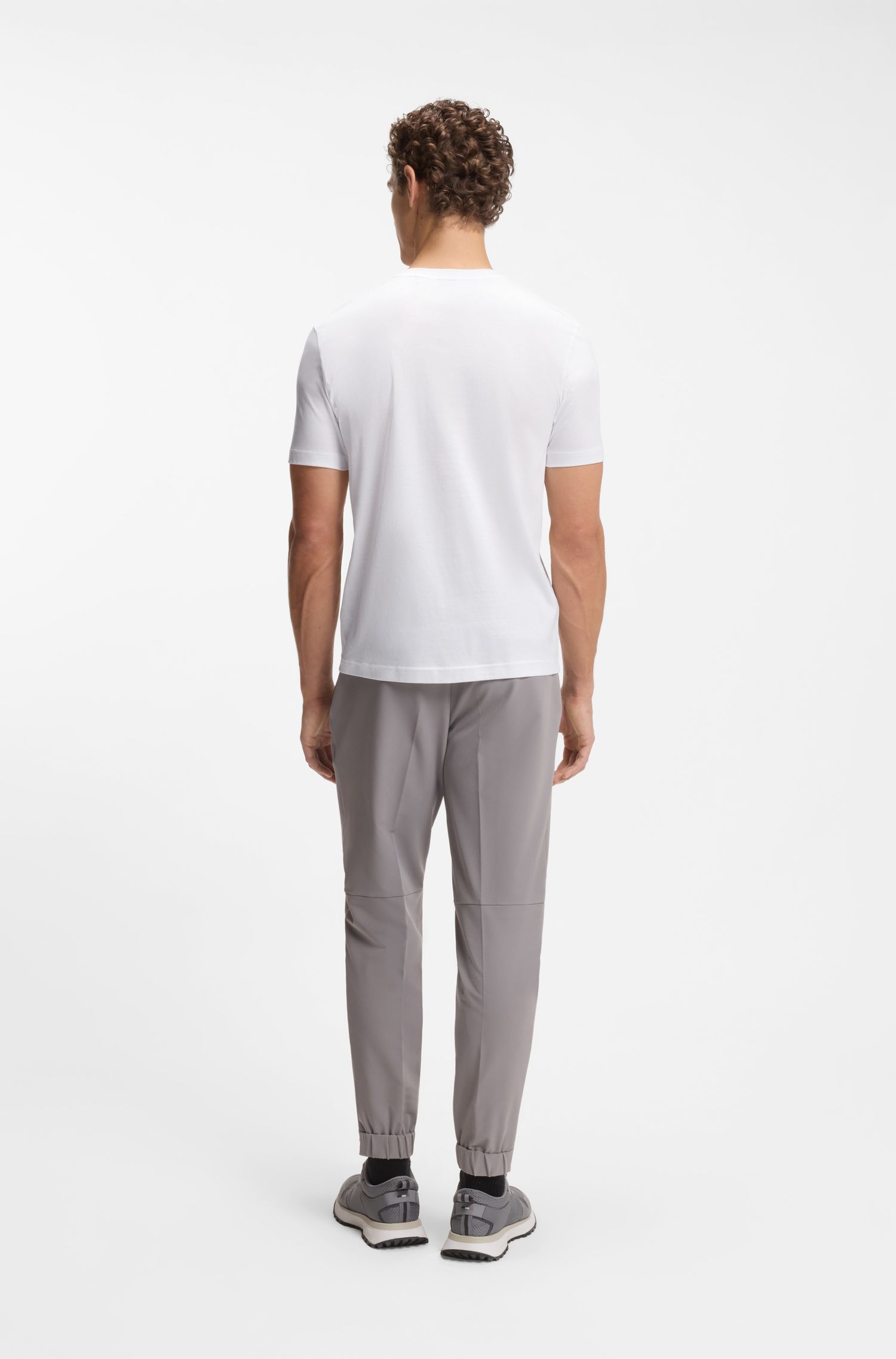 BOSS - Áo thun cotton hoạ tiết hình học