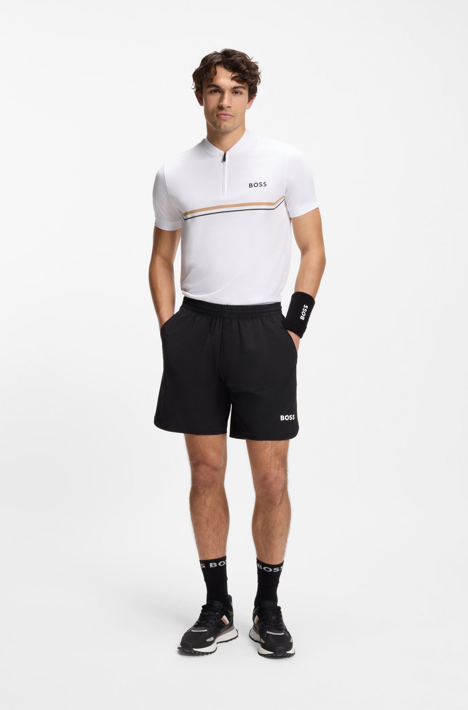 BOSS - Áo polo dáng slim fit có logo