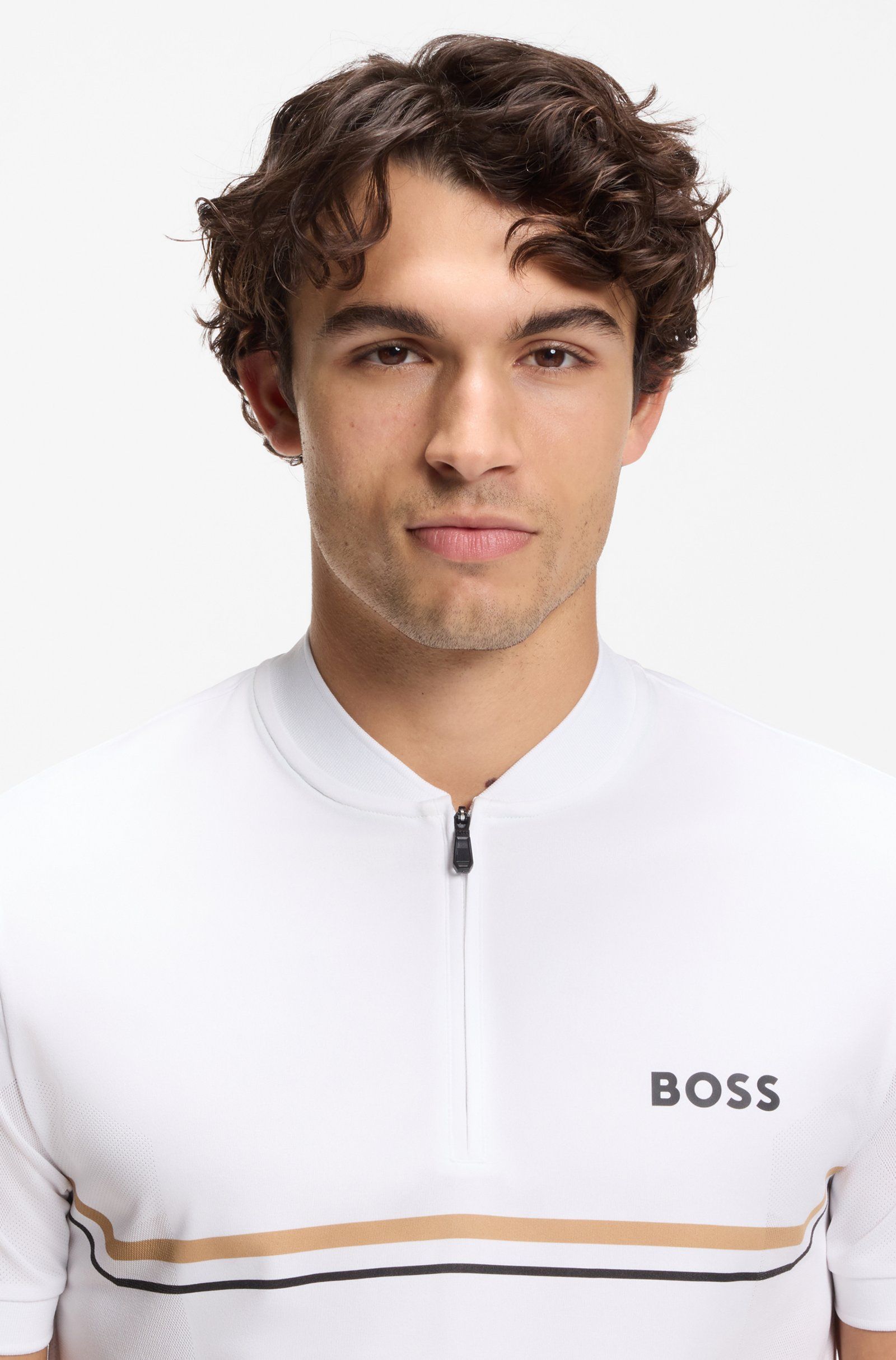 BOSS - Áo polo dáng slim fit có logo