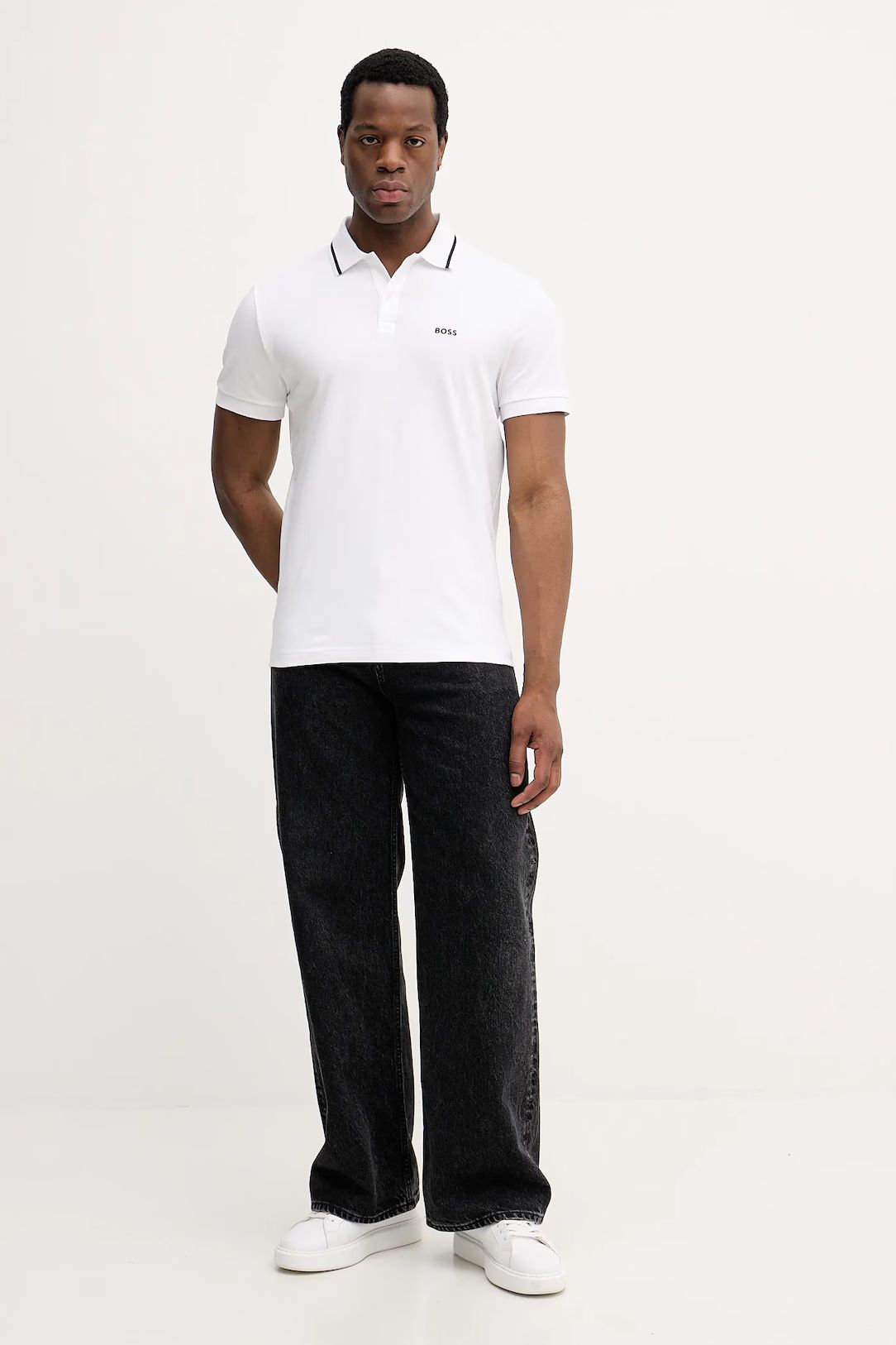 BOSS - Áo polo nam chất liệu cotton trơn