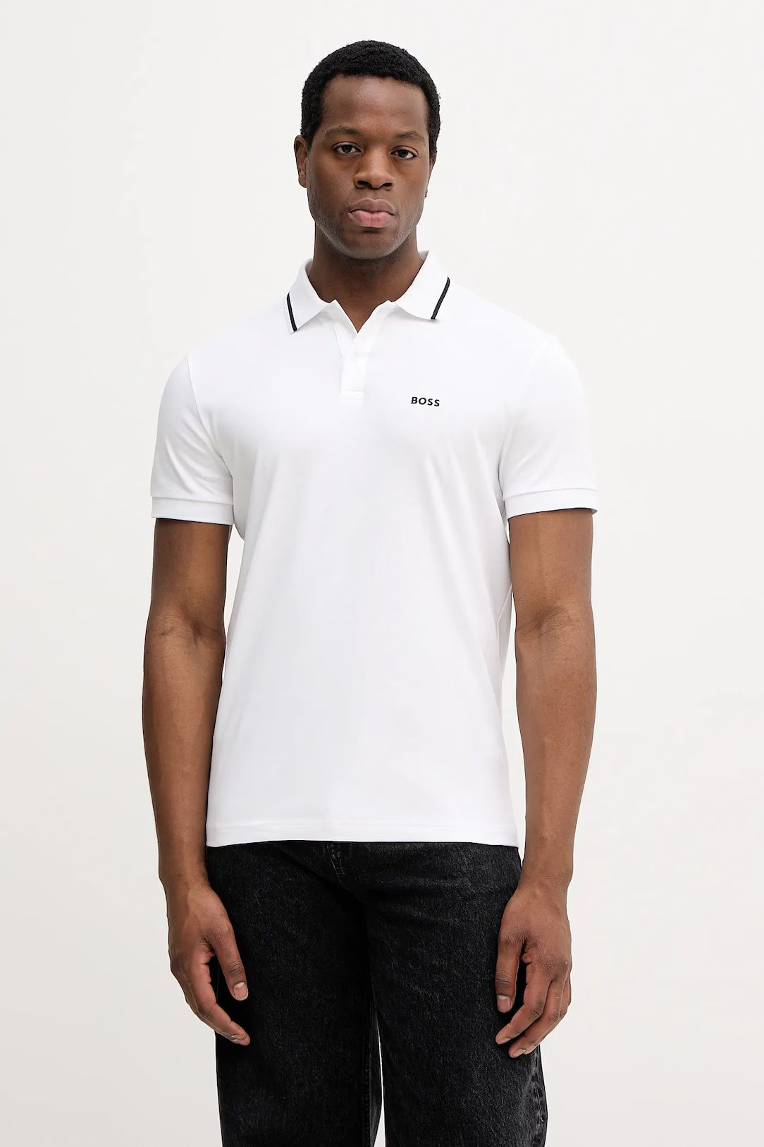 BOSS - Áo polo nam chất liệu cotton trơn