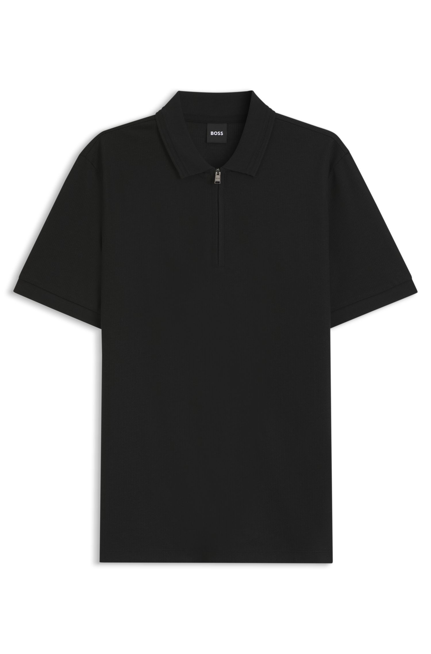 BOSS - Áo polo vải cotton cổ có khóa kéo
