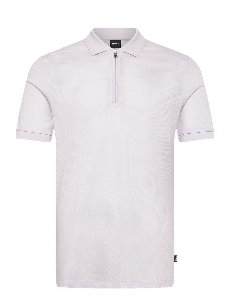 BOSS - Áo polo vải cotton cổ có khóa kéo