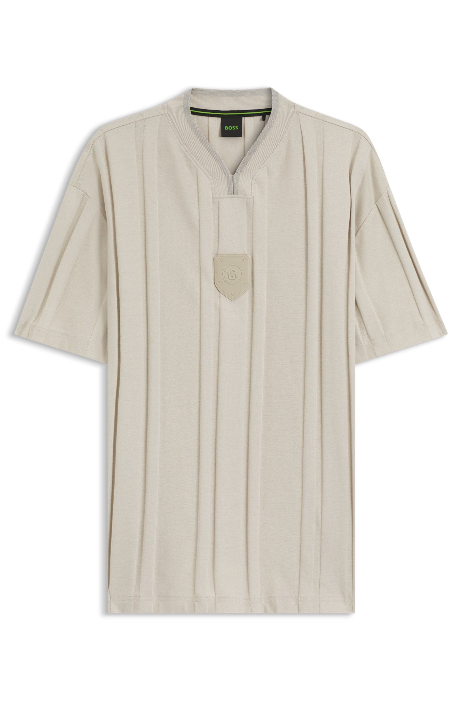 BOSS - Áo thun cotton kẻ sọc
