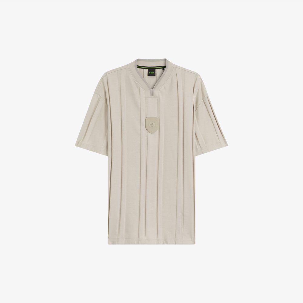 BOSS - Áo thun cotton kẻ sọc