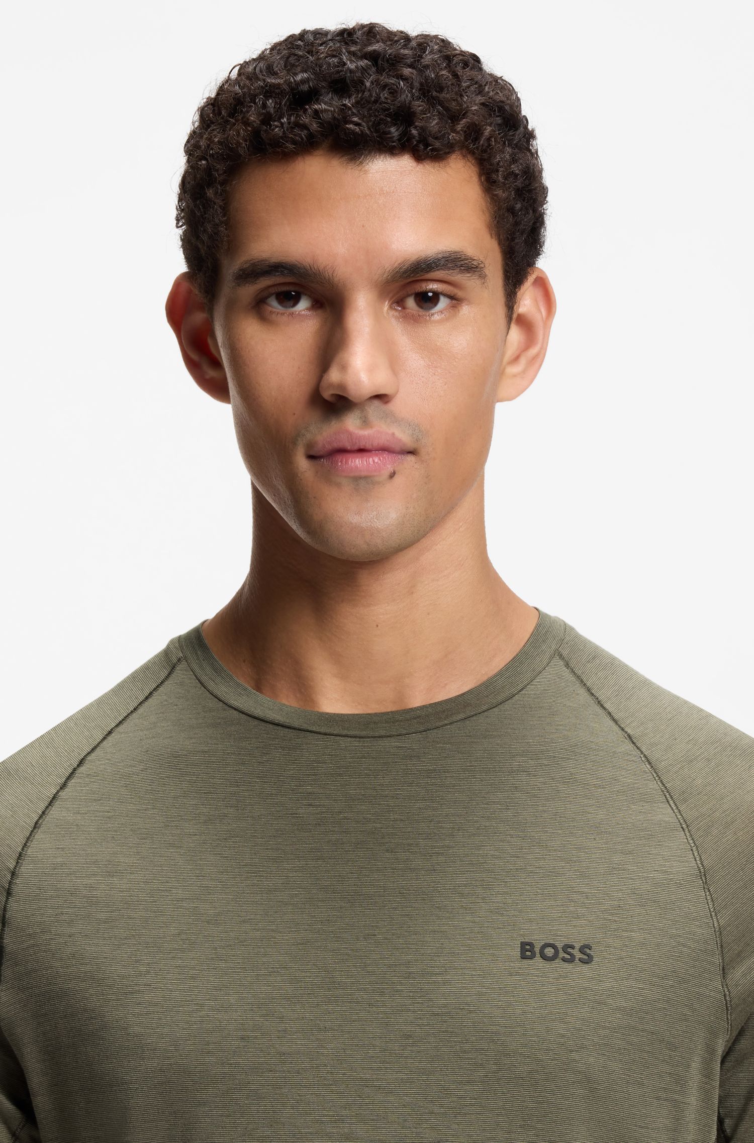 BOSS - Áo thun thể thao dáng slim-fit kiểm soát ẩm