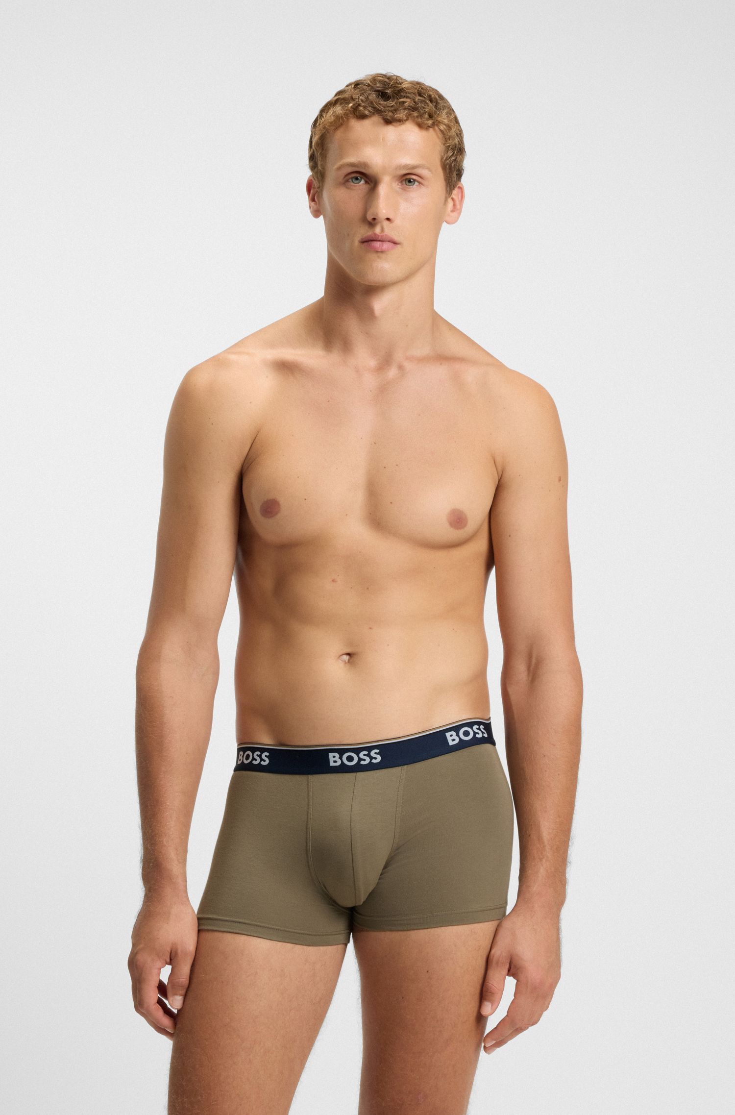 BOSS - Bộ ba quần lót dáng trunks vải cotton co giãn