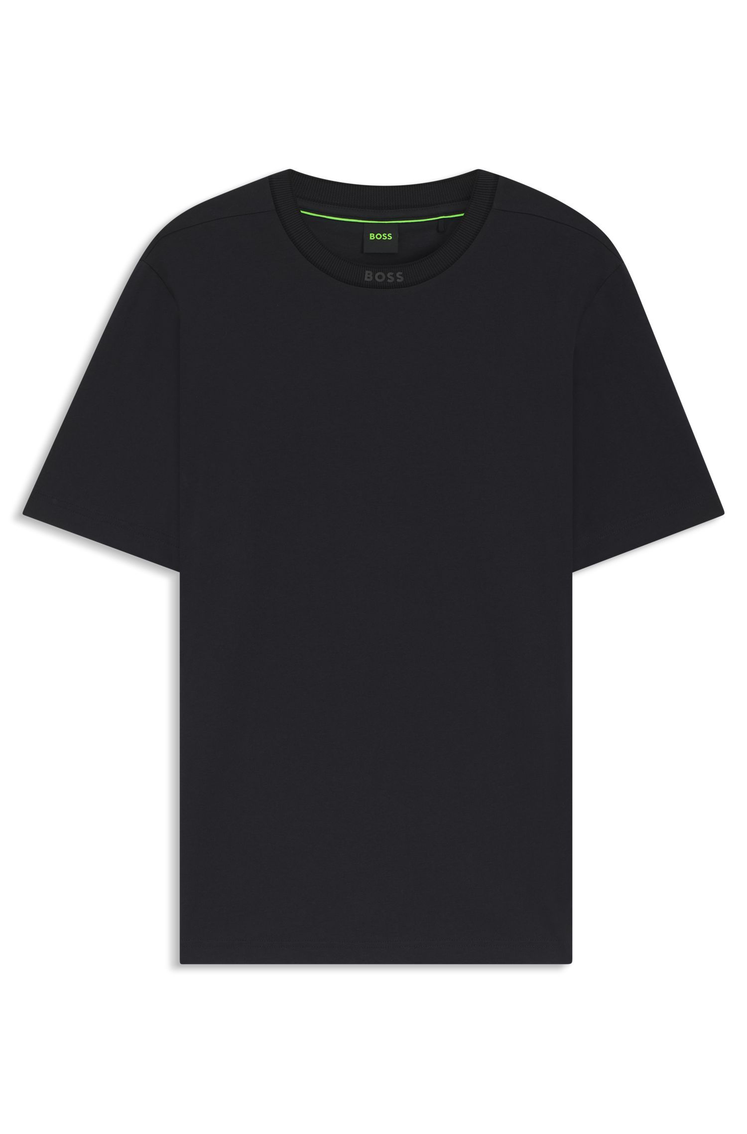 BOSS - Áo thun cổ tròn vải cotton có logo