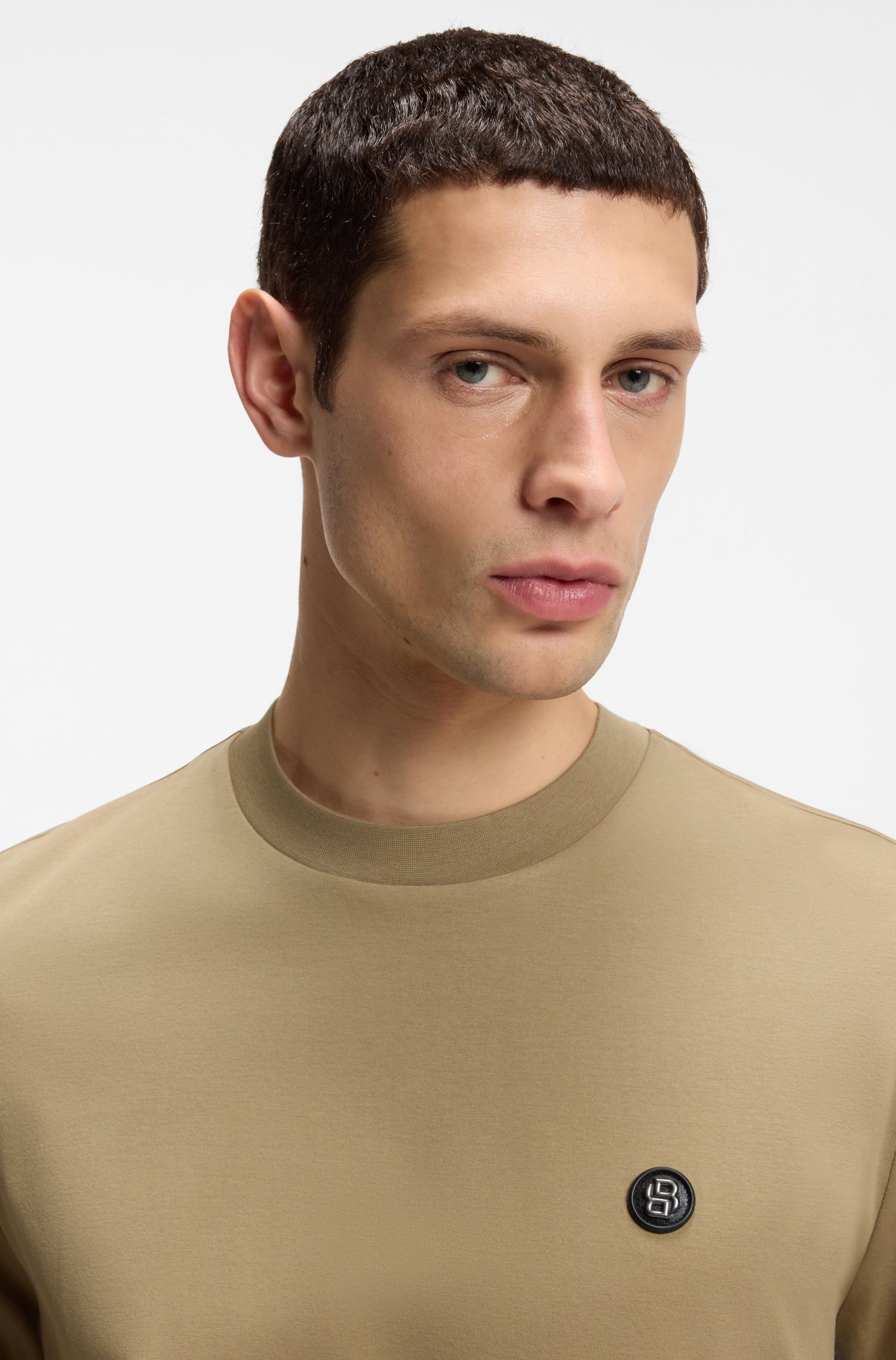 BOSS - Áo thun cotton mercerized với logo Double B