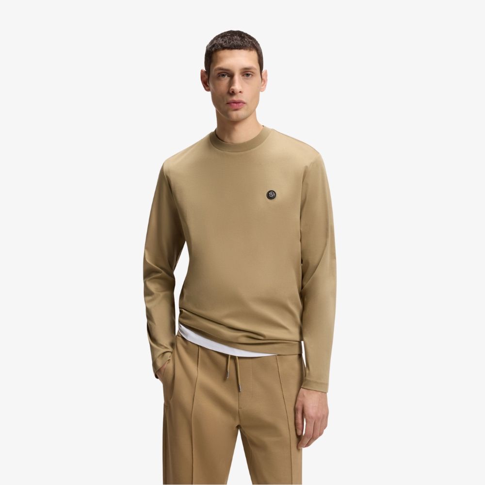 BOSS - Áo thun cotton mercerized với logo Double B