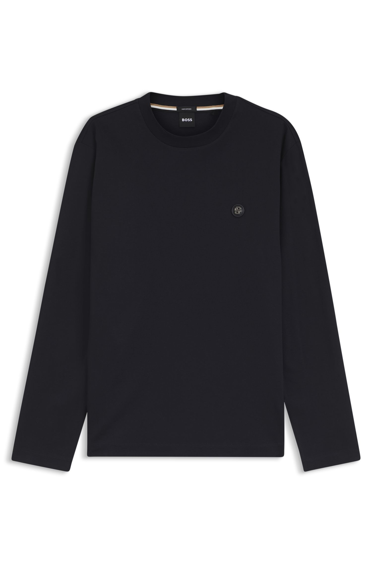BOSS - Áo thun cotton mercerized với logo Double B
