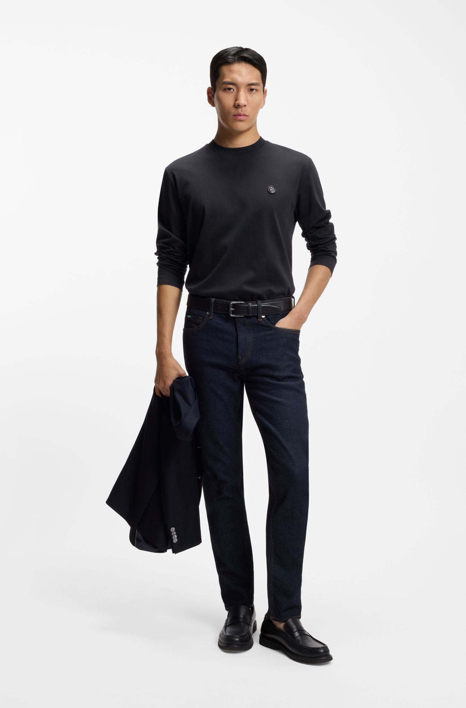 BOSS - Áo thun cotton mercerized với logo Double B