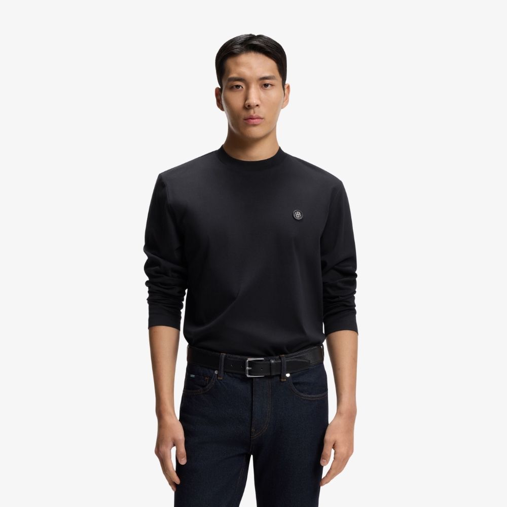 BOSS - Áo thun cotton mercerized với logo Double B