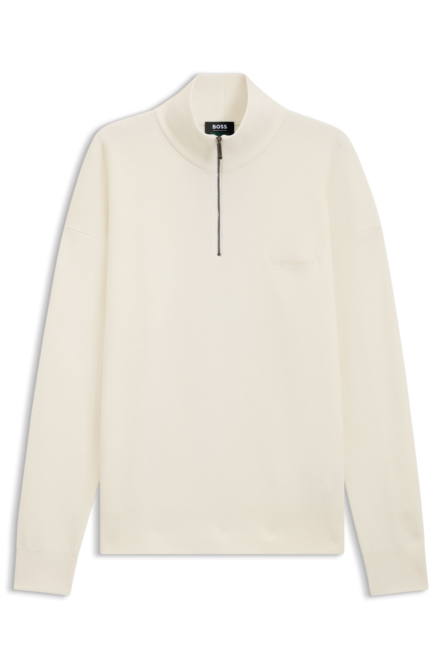 BOSS x ASTON MARTIN Áo sweater len phối khoá kéo ở cổ