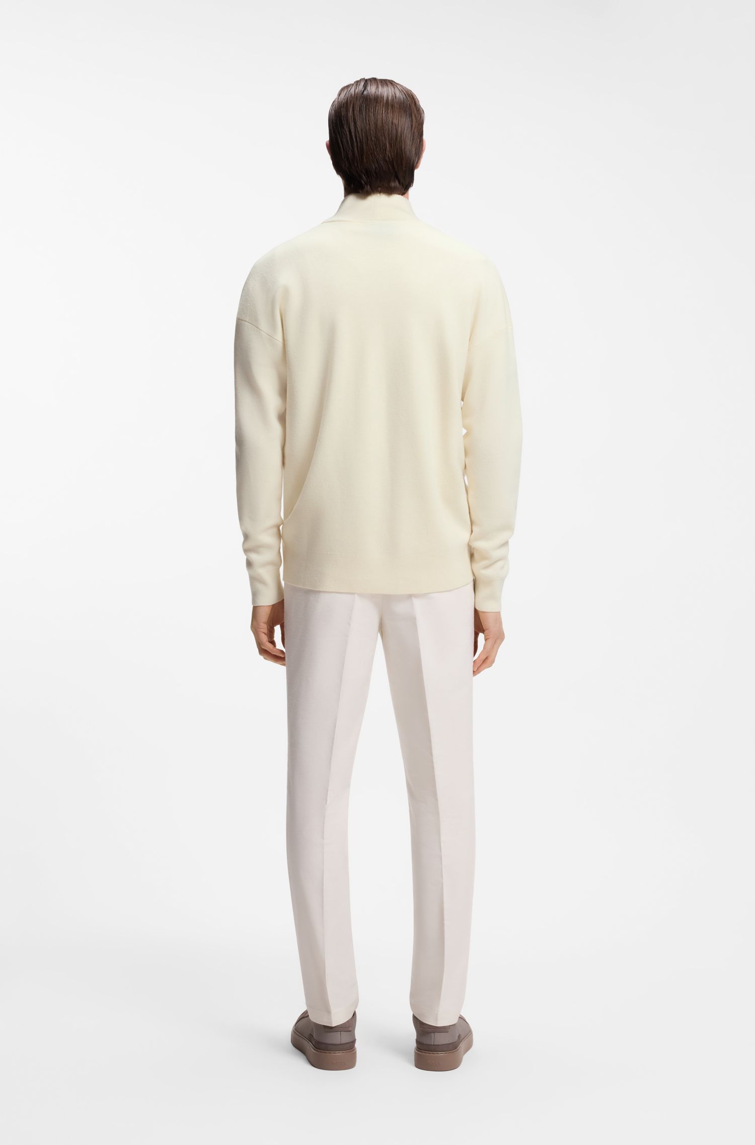 BOSS x ASTON MARTIN Áo sweater len phối khoá kéo ở cổ