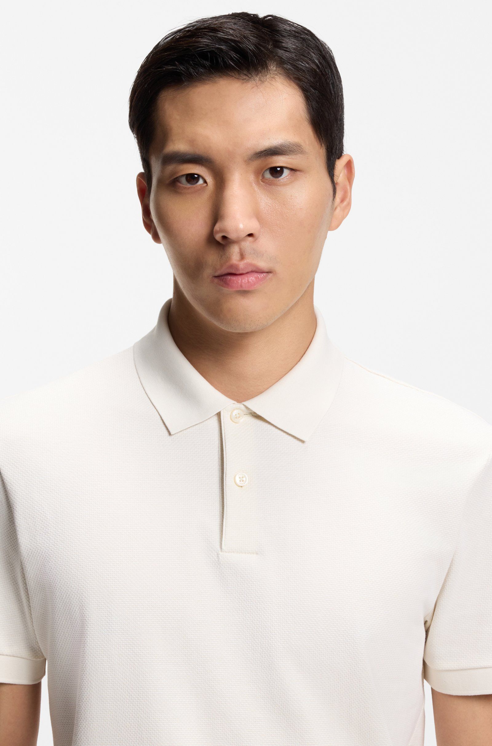 BOSS - Áo polo vải cotton cấu trúc bubble