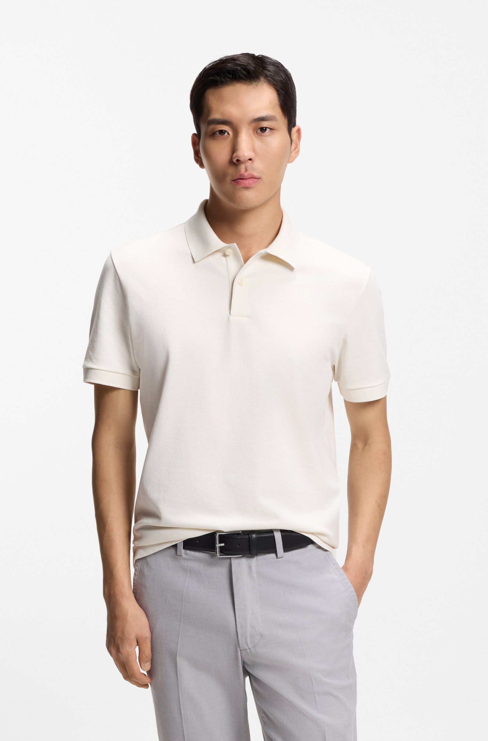 Áo polo vải cotton cấu trúc bubble
