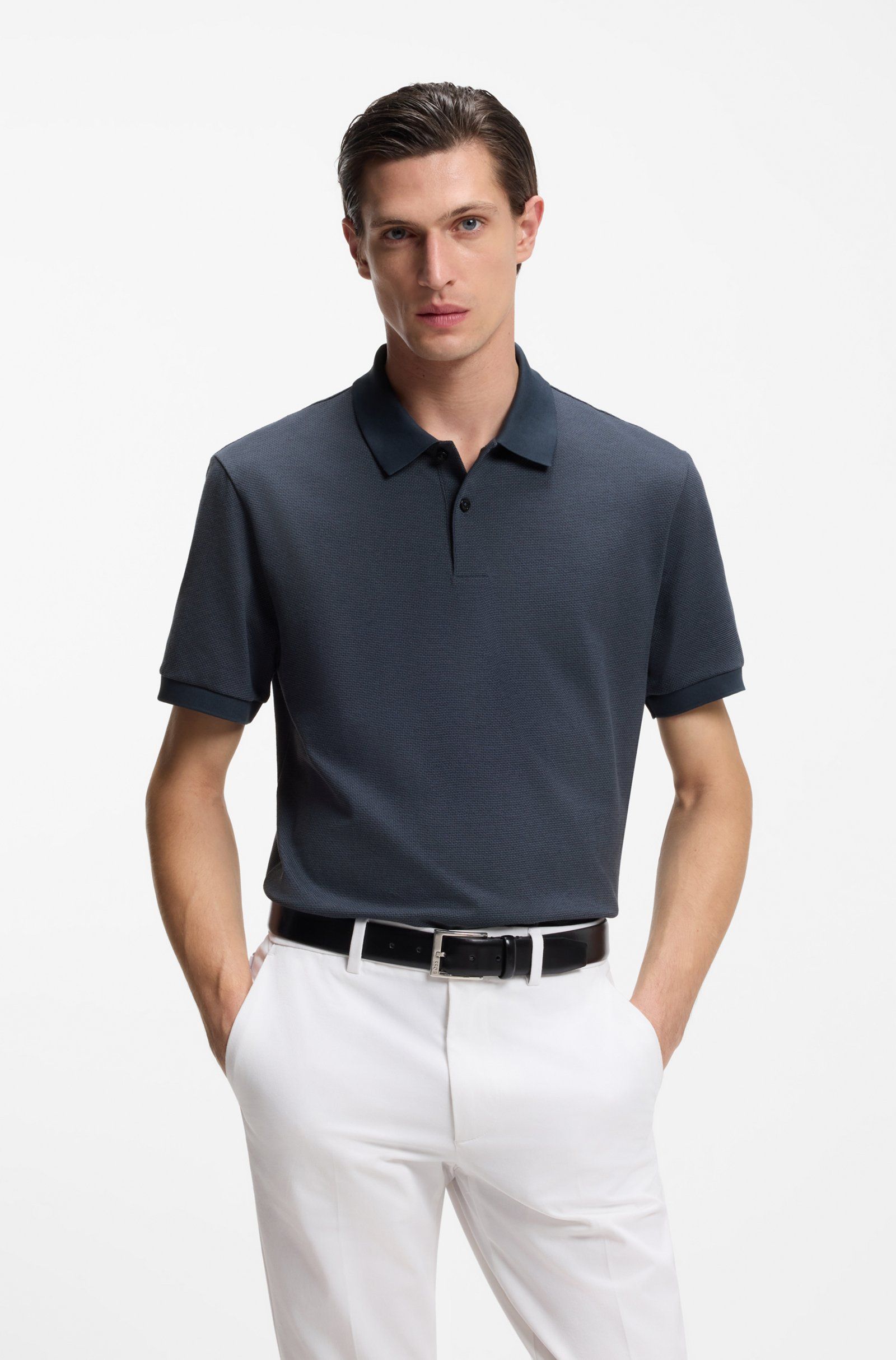 Áo polo vải cotton cấu trúc bubble