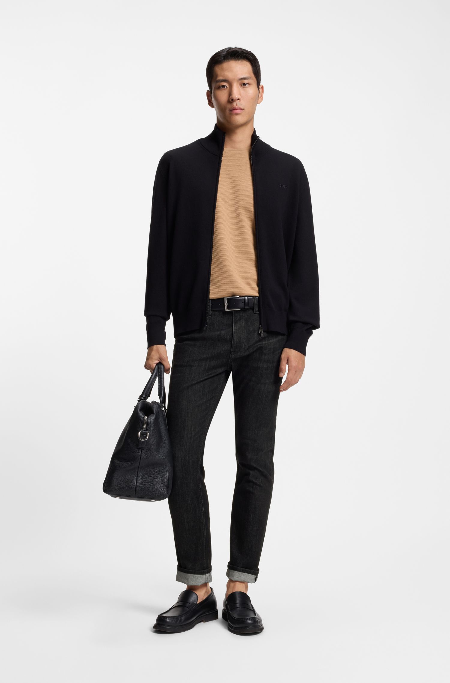 BOSS - Quần jeans dáng slim-fit từ vải denim chống nhăn