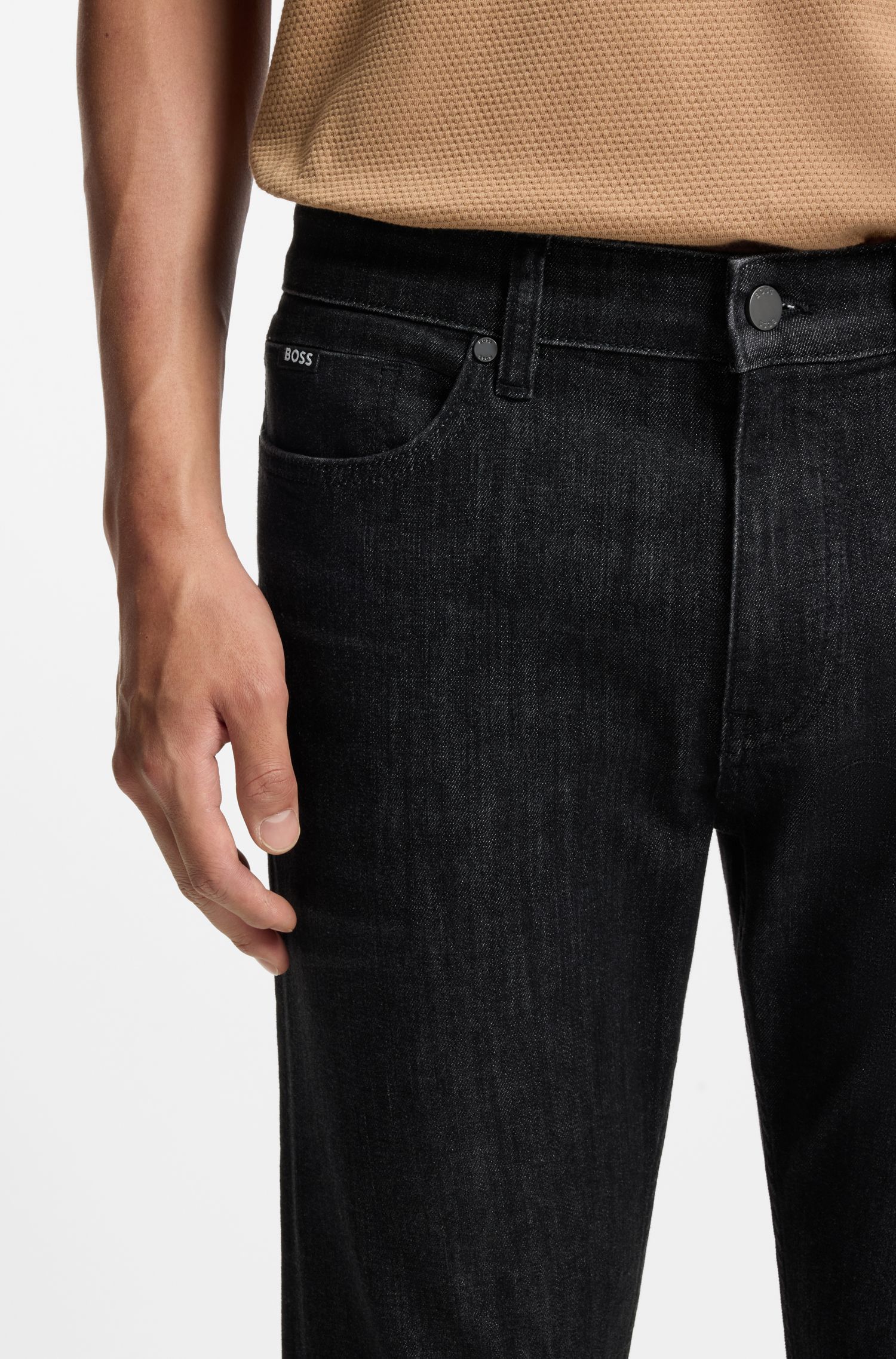 BOSS - Quần jeans dáng slim-fit từ vải denim chống nhăn