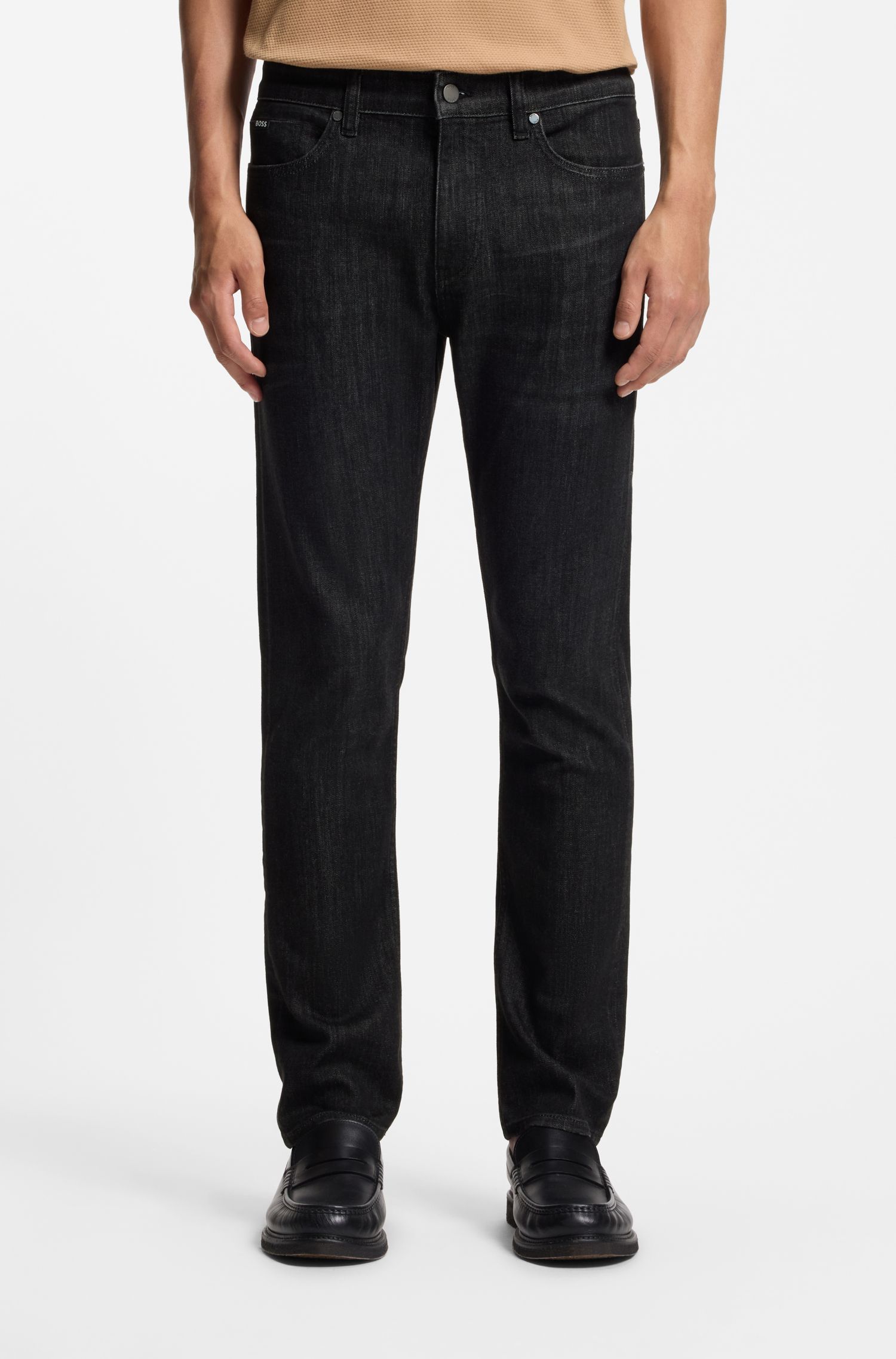 BOSS - Quần jeans dáng slim-fit từ vải denim chống nhăn