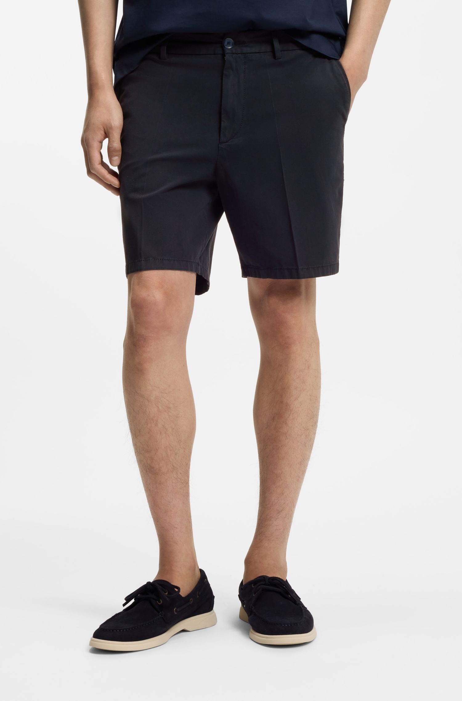 Quần short morden fit vải chéo cotton co giãn