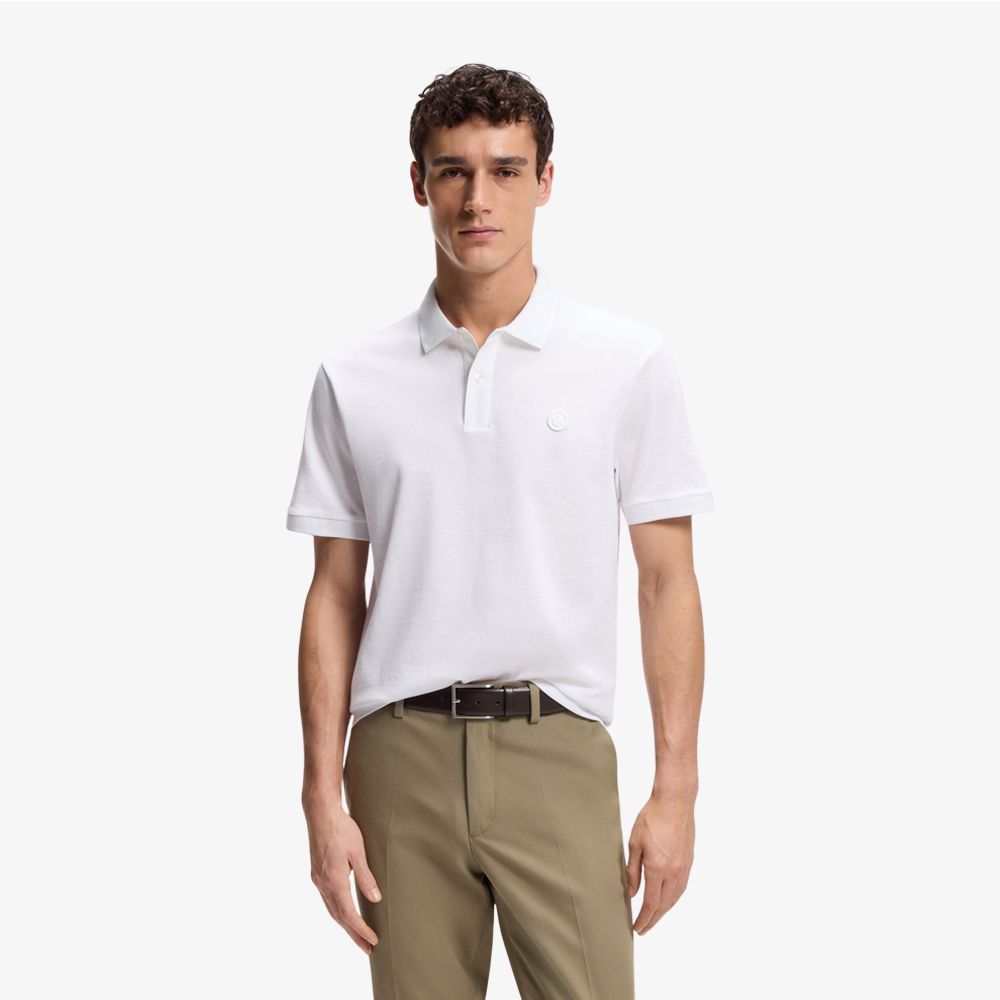 BOSS - Áo polo cotton piqué hoạ tiết chữ B