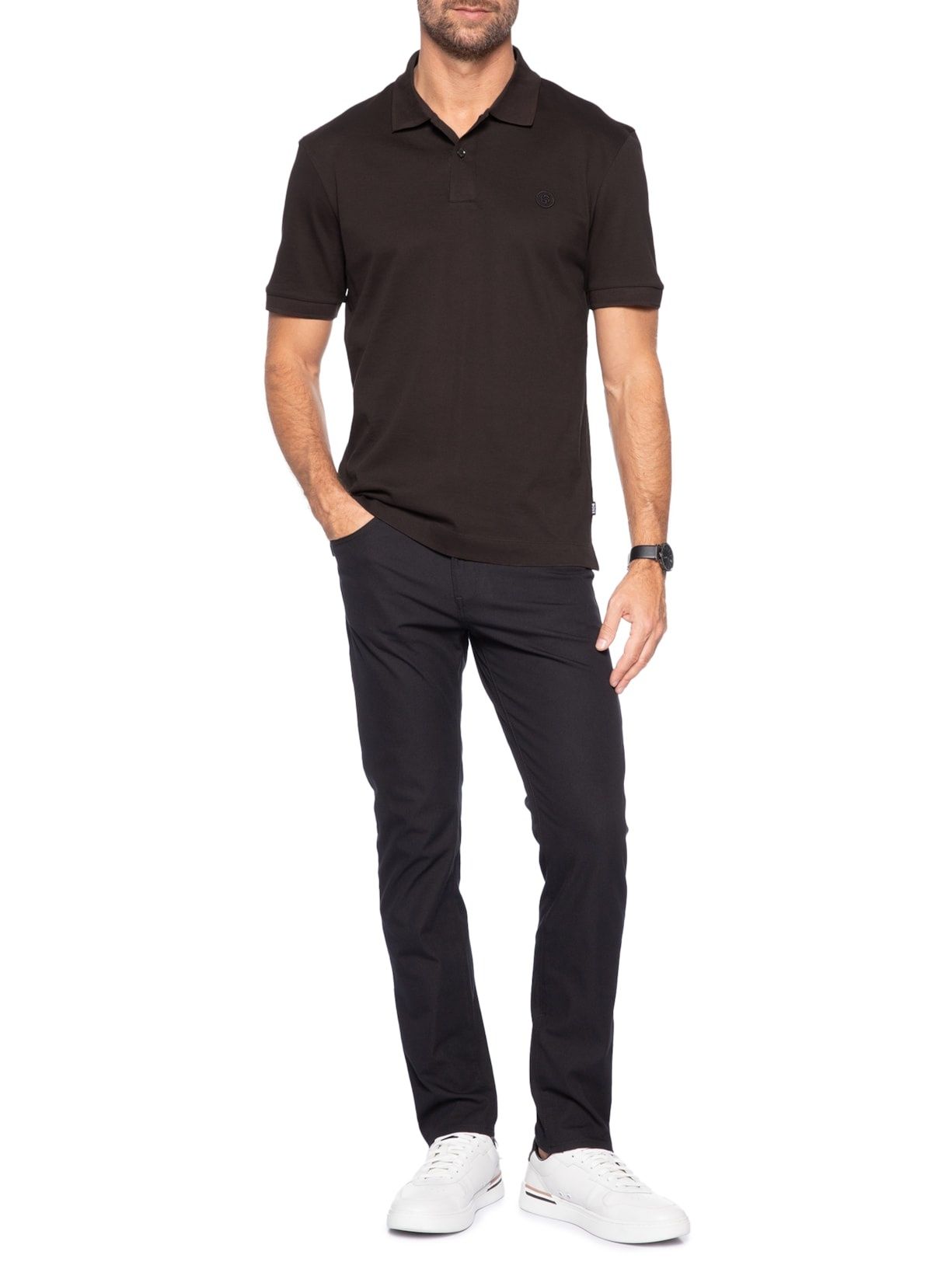 BOSS - Áo polo cotton piqué hoạ tiết chữ B