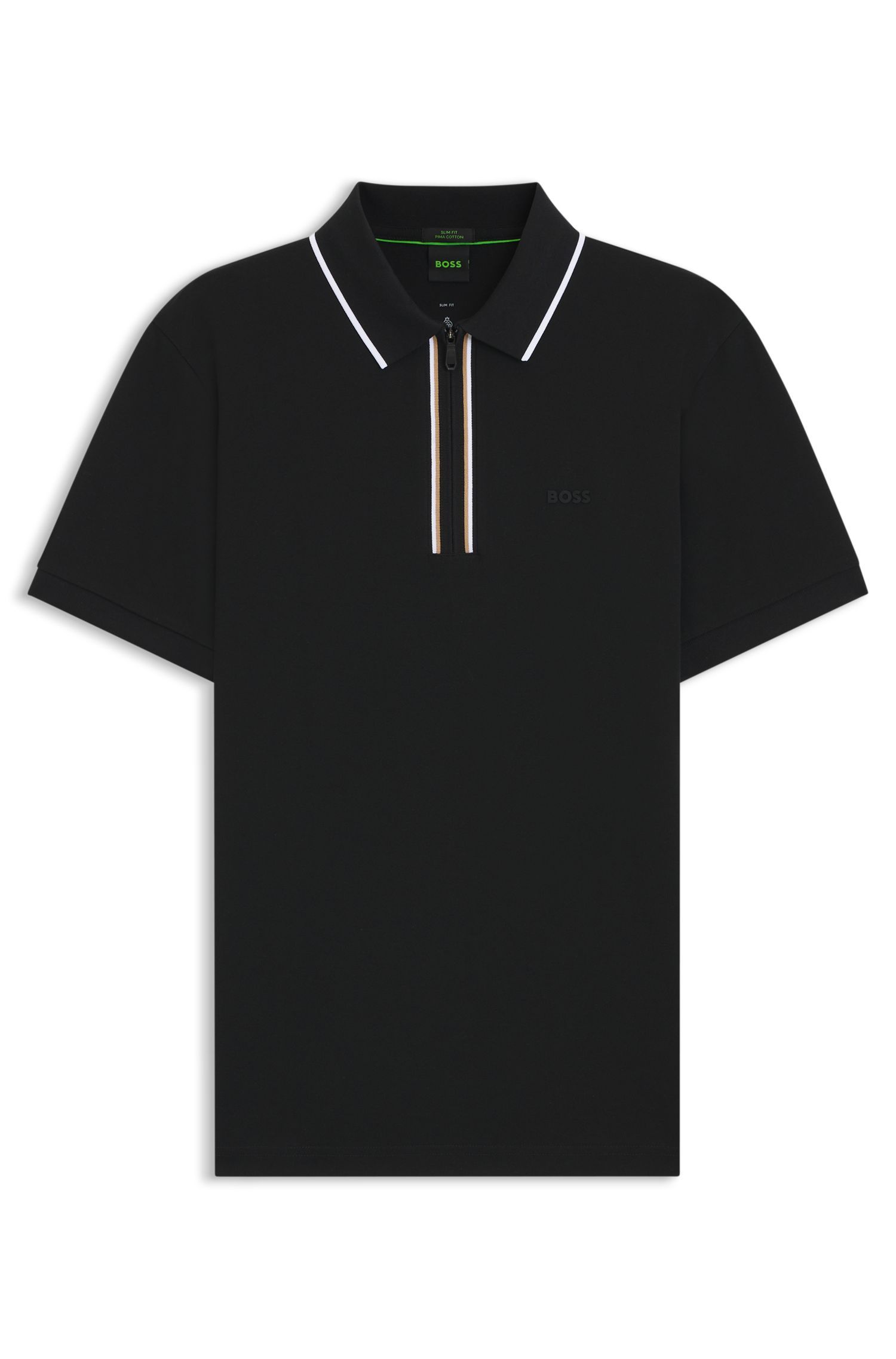 BOSS - Áo polo Slim-fit cotton co giãn thấm hút mồ hôi