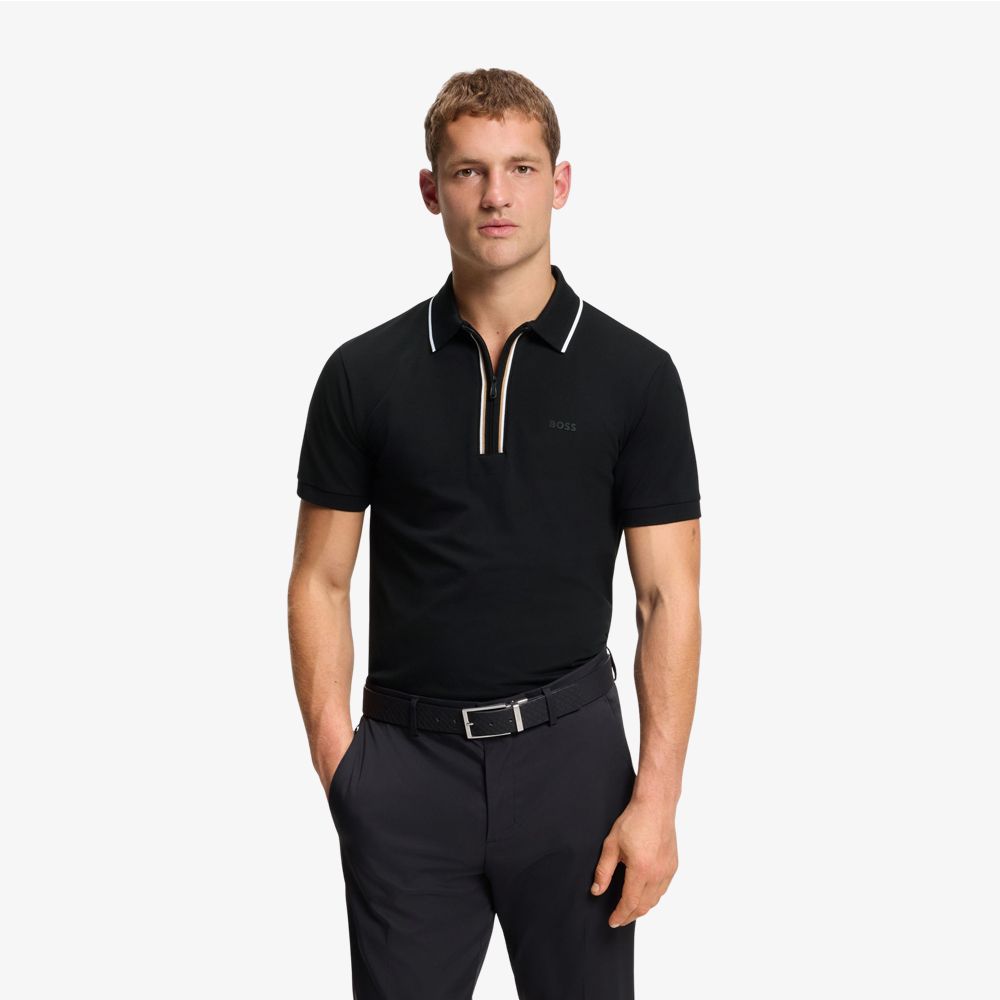 BOSS - Áo polo Slim-fit cotton co giãn thấm hút mồ hôi