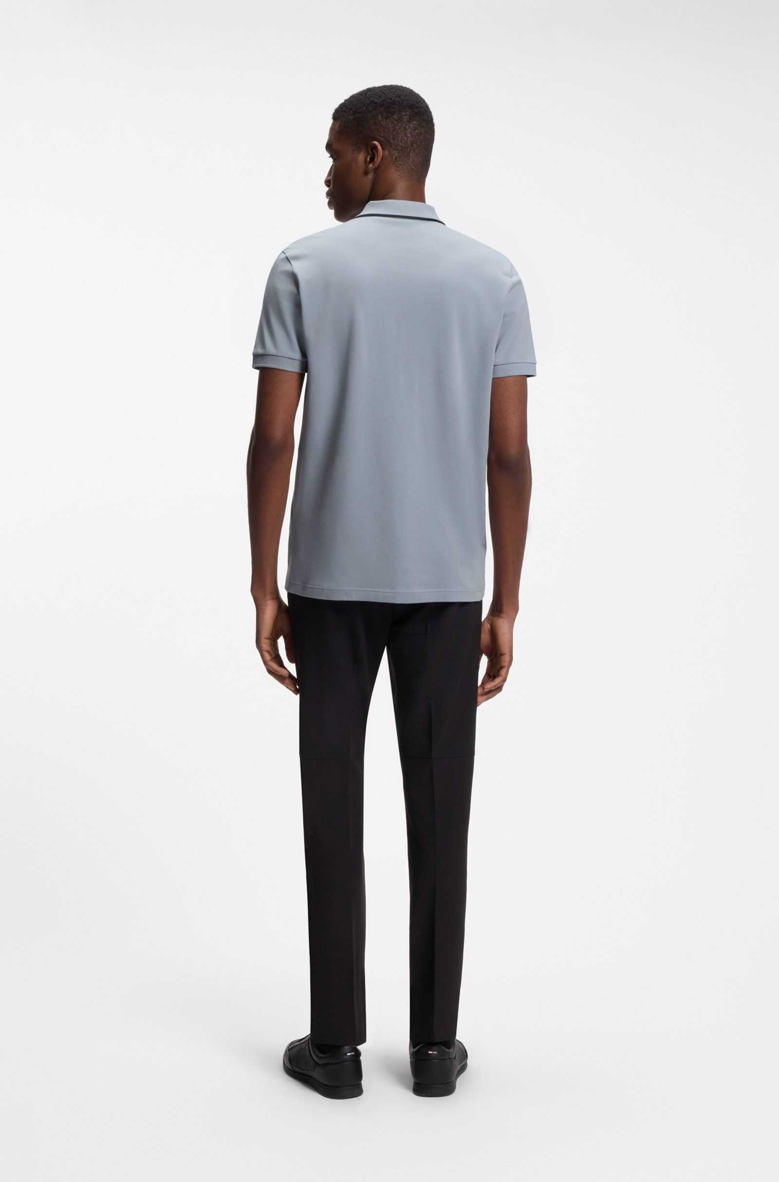 Áo polo Slim-fit cotton co giãn thấm hút mồ hôi