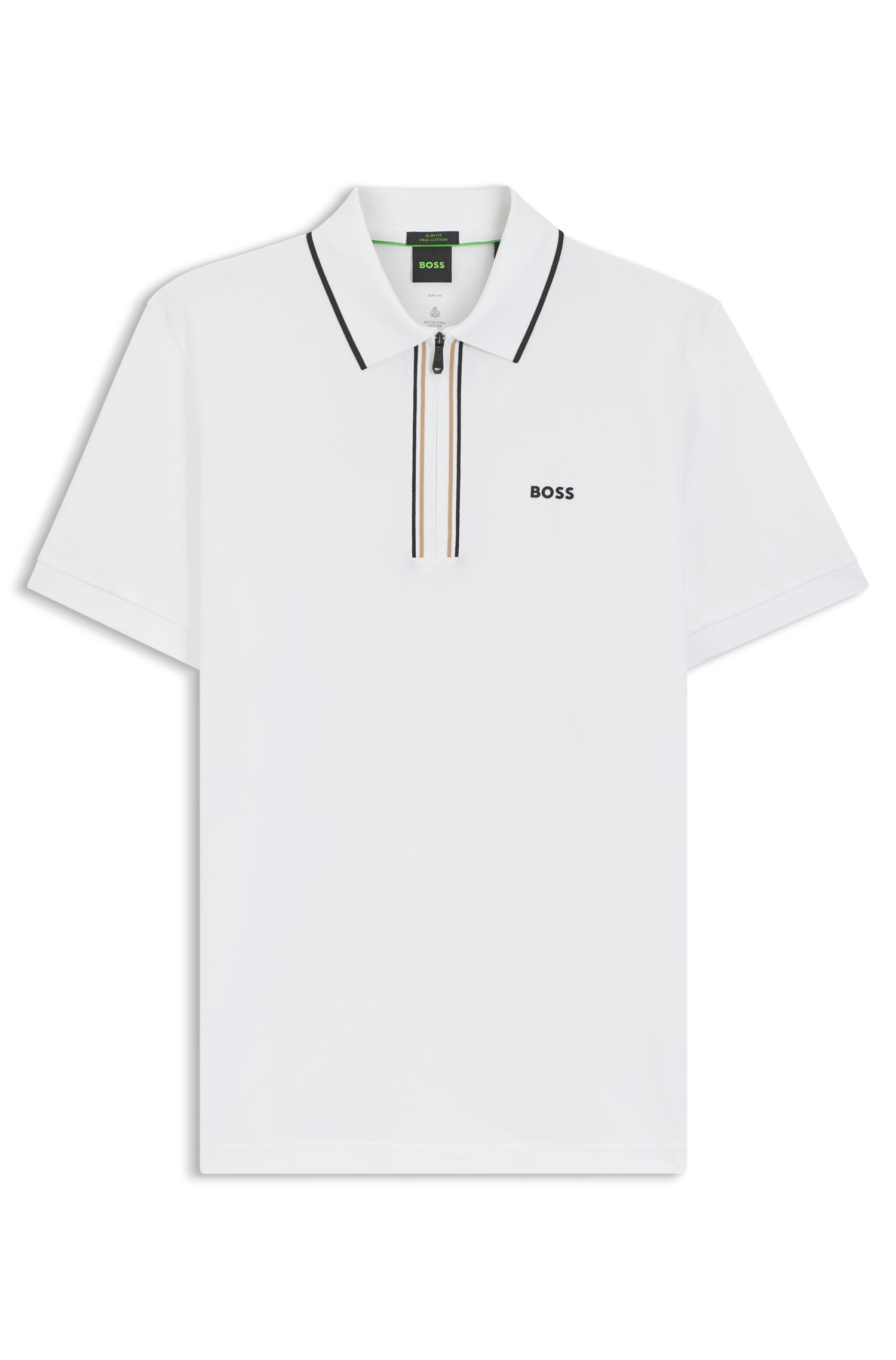 BOSS - Áo polo Slim-fit cotton co giãn thấm hút mồ hôi