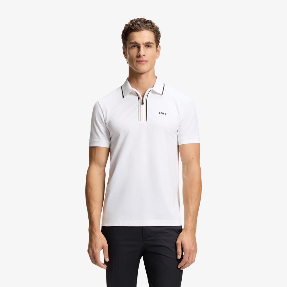 BOSS - Áo polo Slim-fit cotton co giãn thấm hút mồ hôi