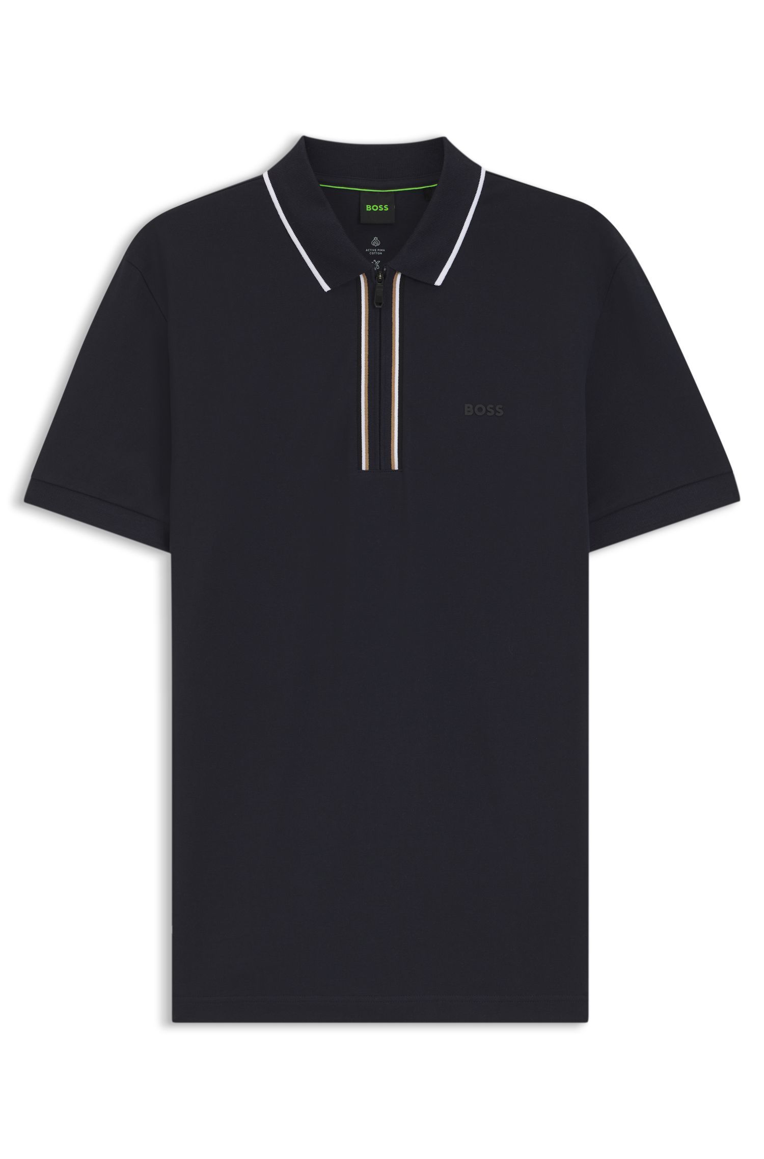 BOSS - Áo polo Slim-fit cotton co giãn thấm hút mồ hôi