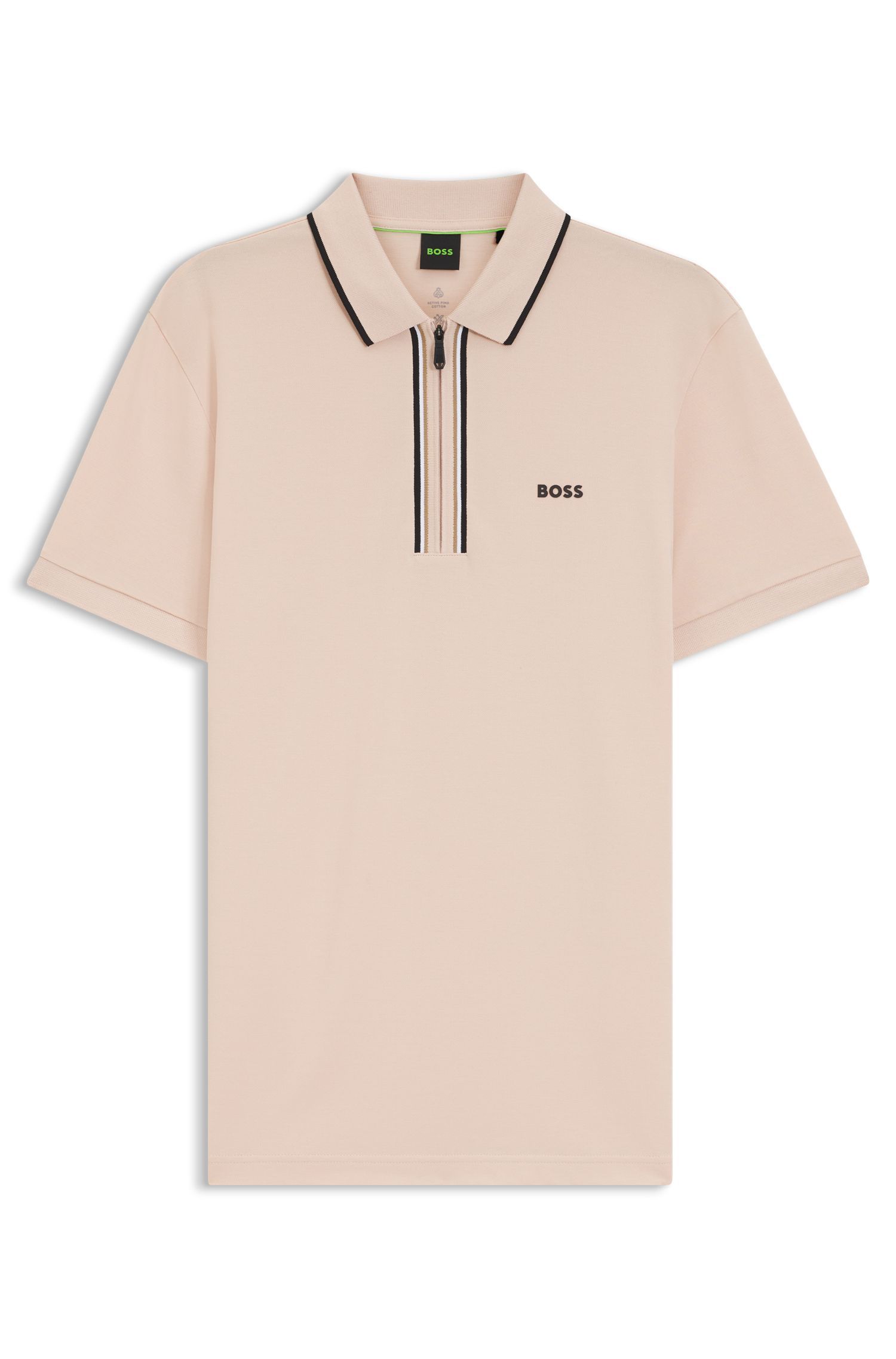 BOSS - Áo polo Slim-fit cotton co giãn thấm hút mồ hôi