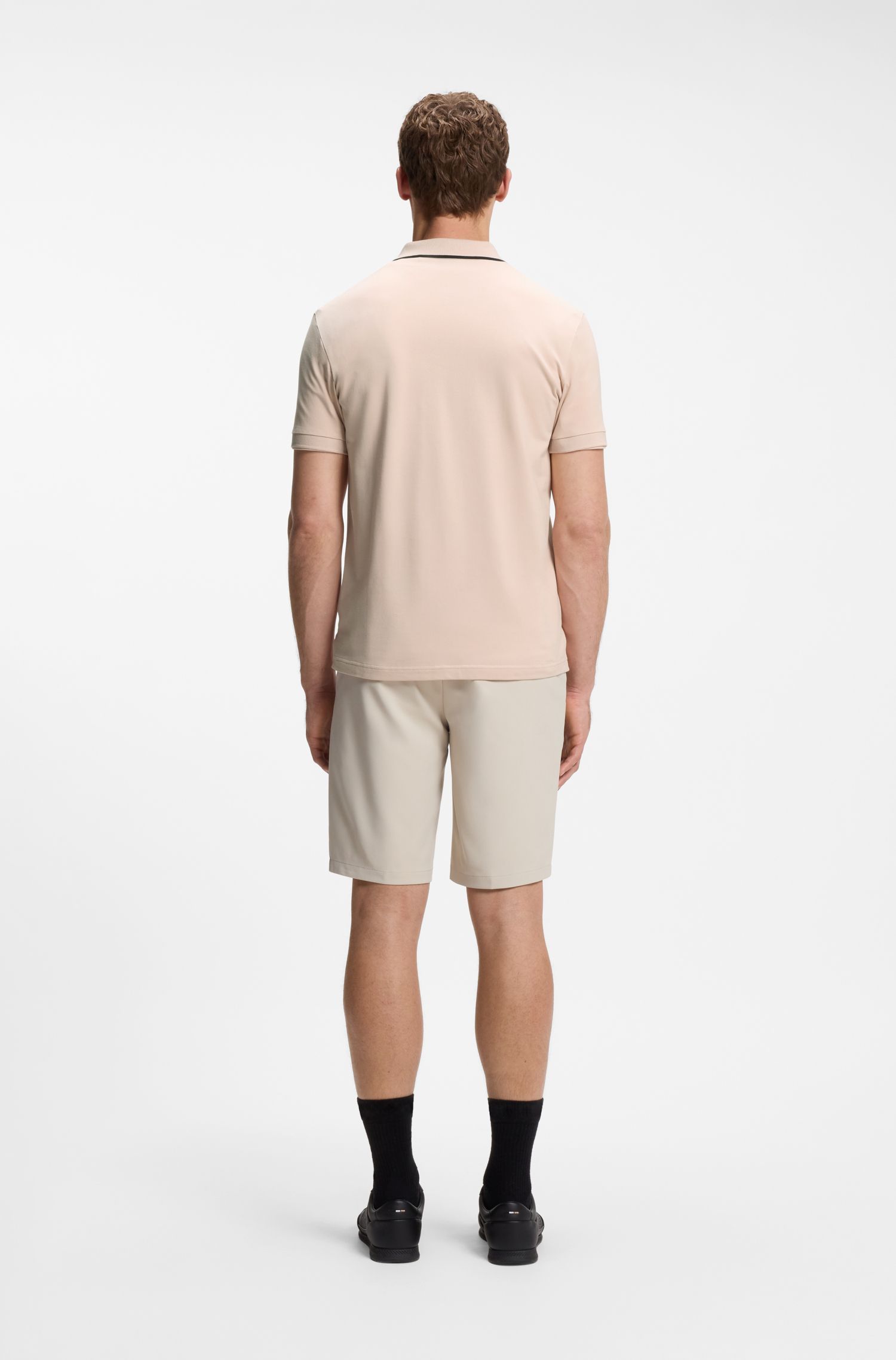 BOSS - Áo polo Slim-fit cotton co giãn thấm hút mồ hôi