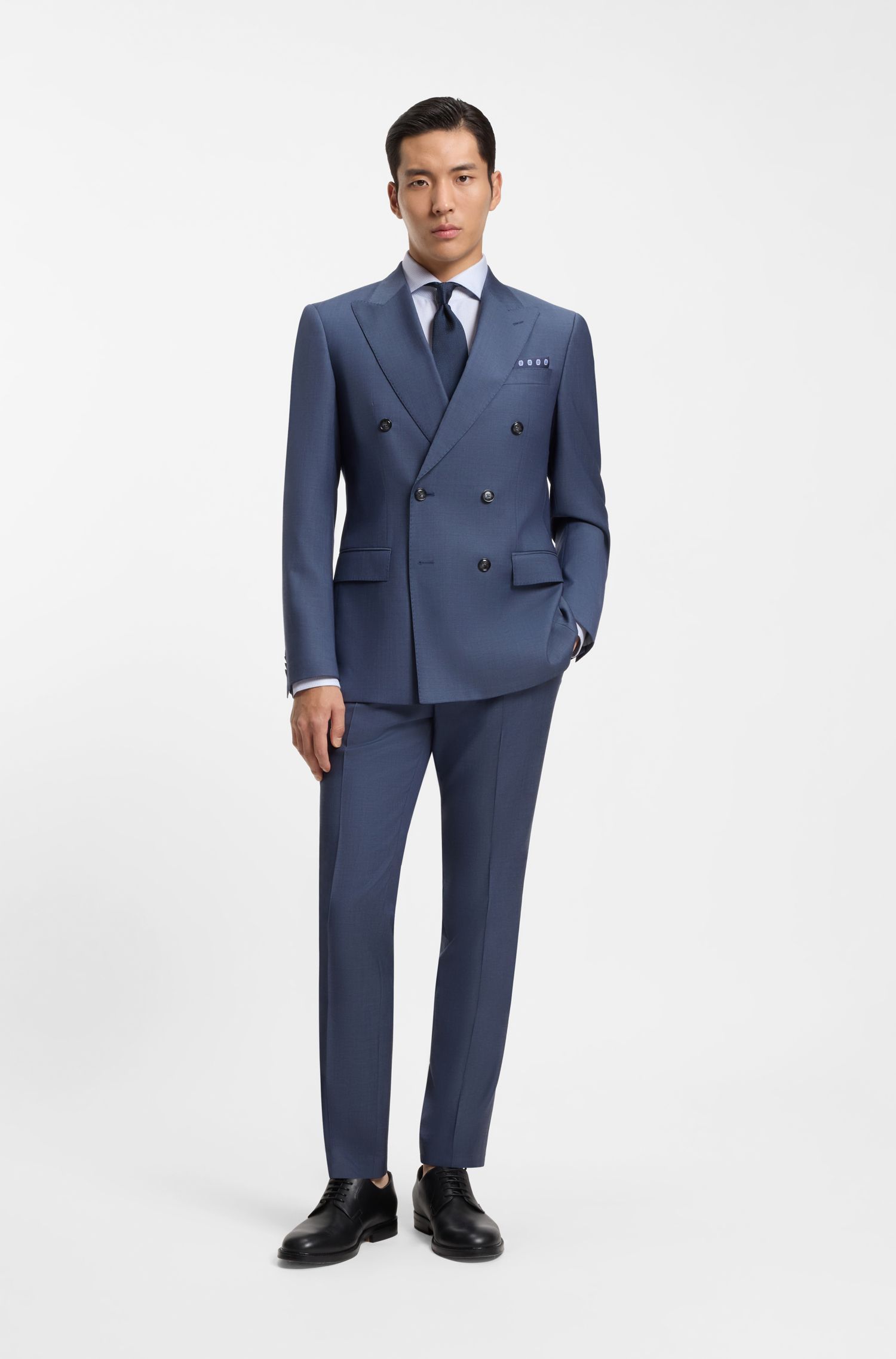 BOSS - Áo sơ mi cotton twill dáng slim fit