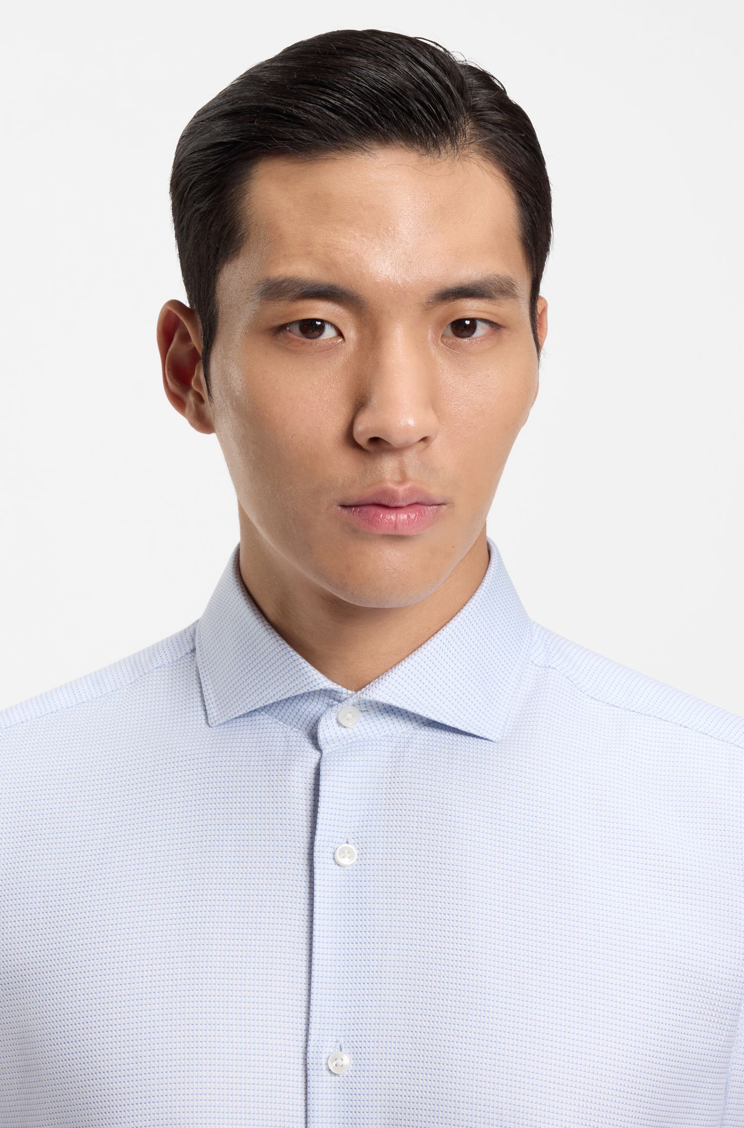 BOSS - Áo sơ mi cotton twill dáng slim fit