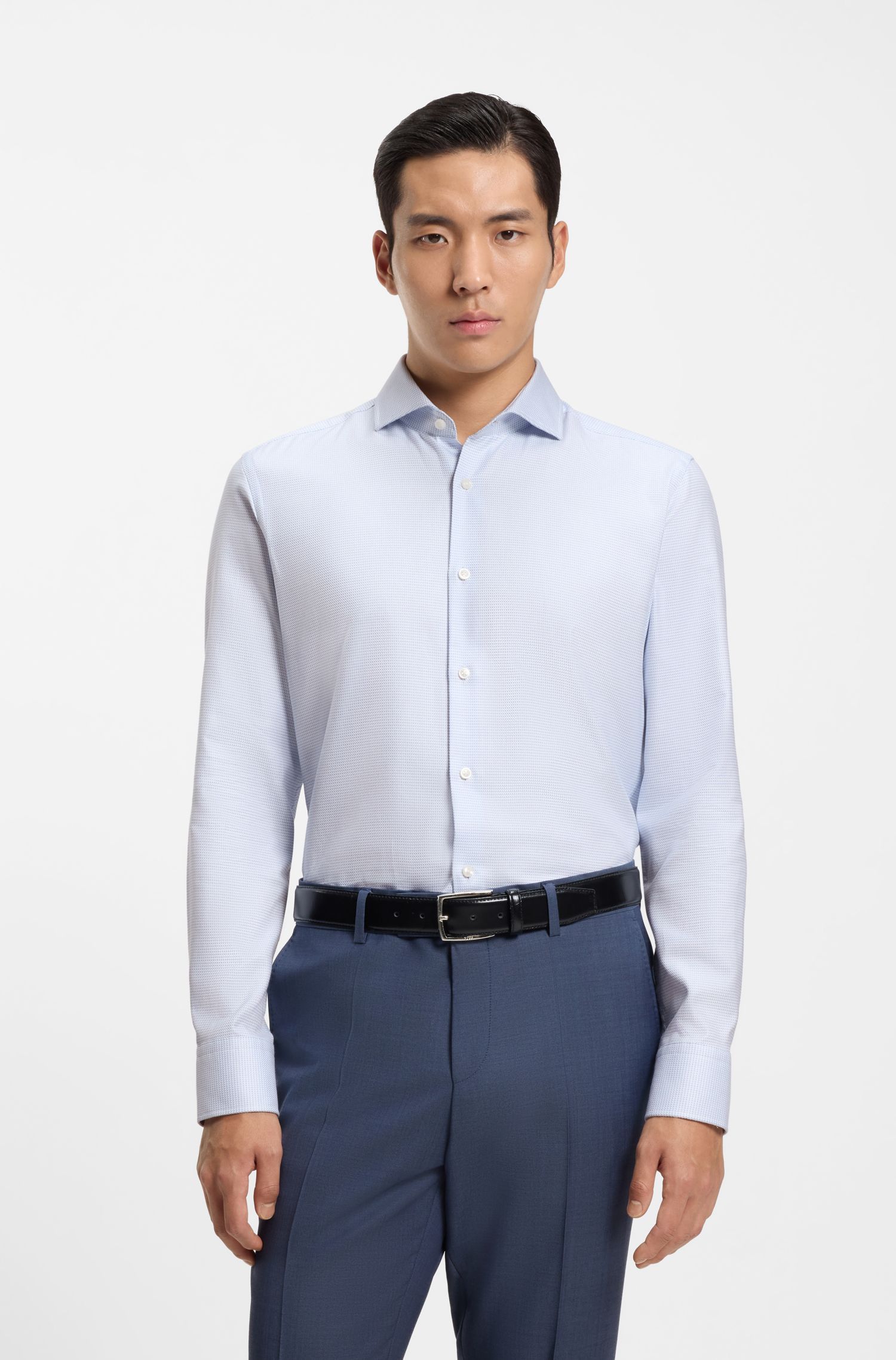 Áo sơ mi cotton twill dáng slim fit