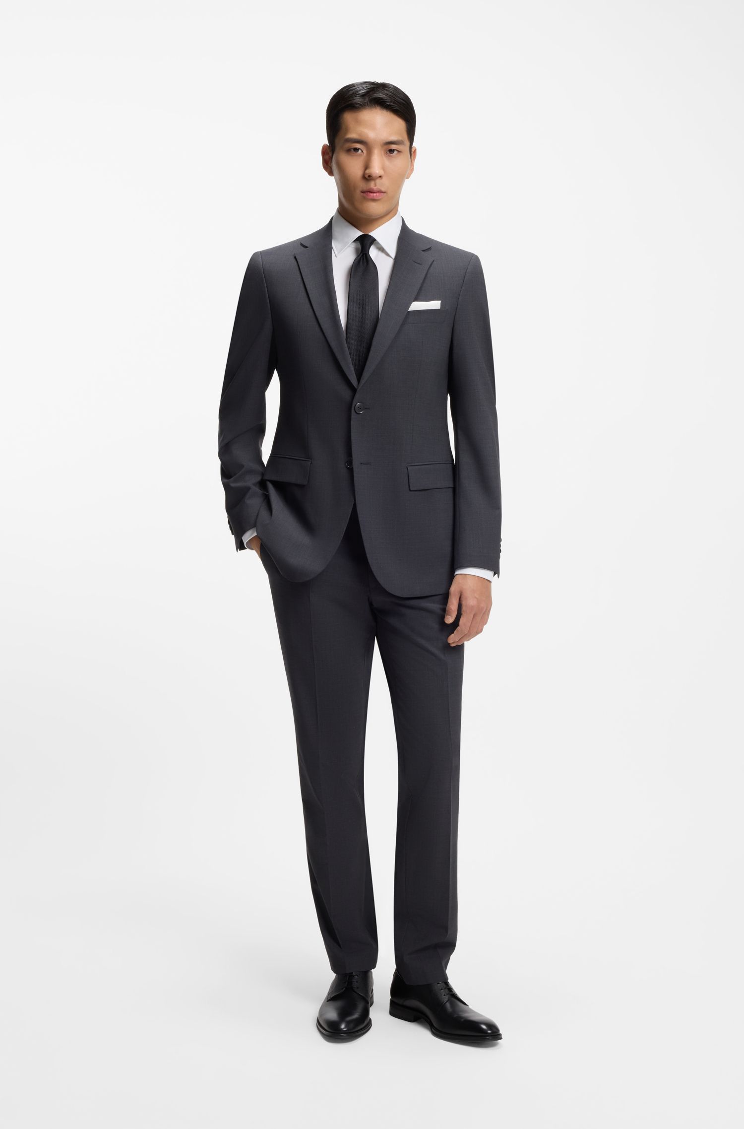 BOSS - Áo sơ mi slim-fit dễ ủi cotton poplin