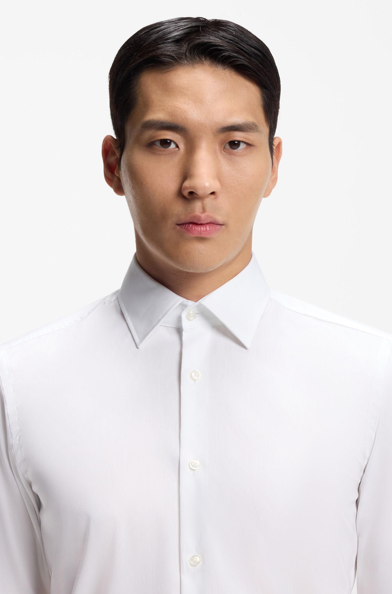 BOSS - Áo sơ mi slim-fit dễ ủi cotton poplin