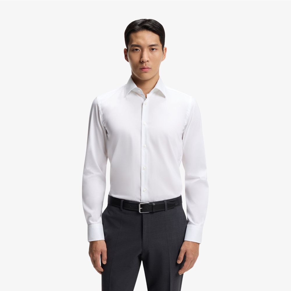 BOSS - Áo sơ mi slim-fit dễ ủi cotton poplin