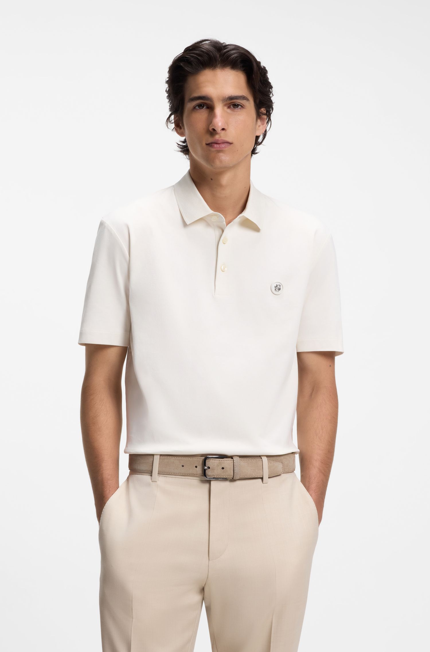 BOSS - Áo polo cotton mịn