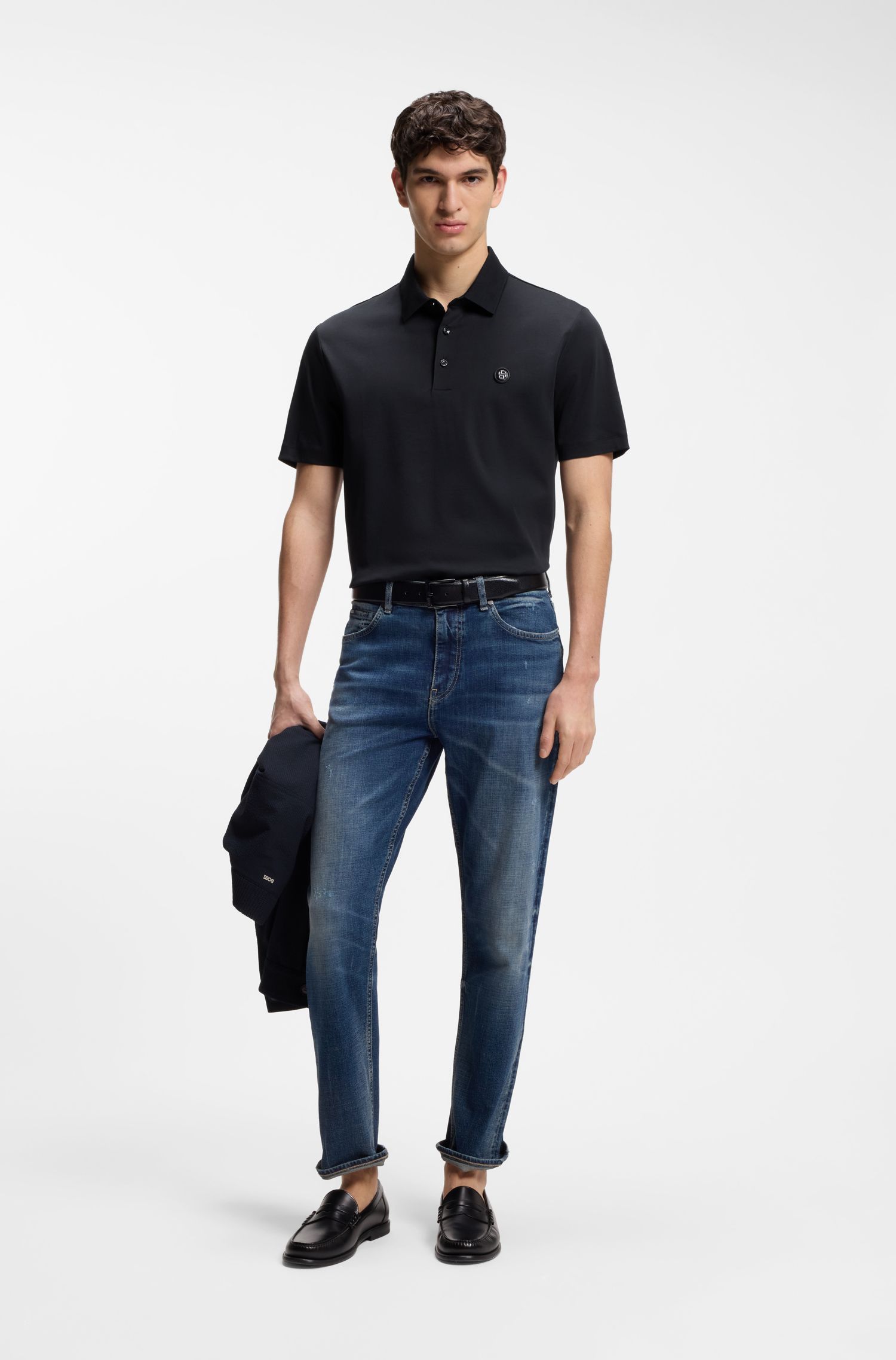 BOSS - Áo polo cotton mịn