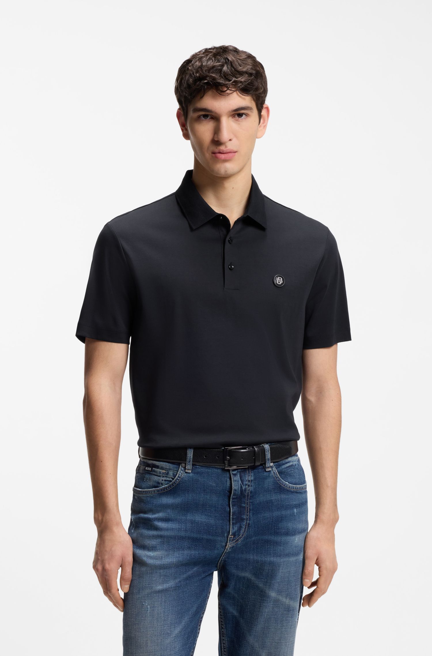 BOSS - Áo polo cotton mịn