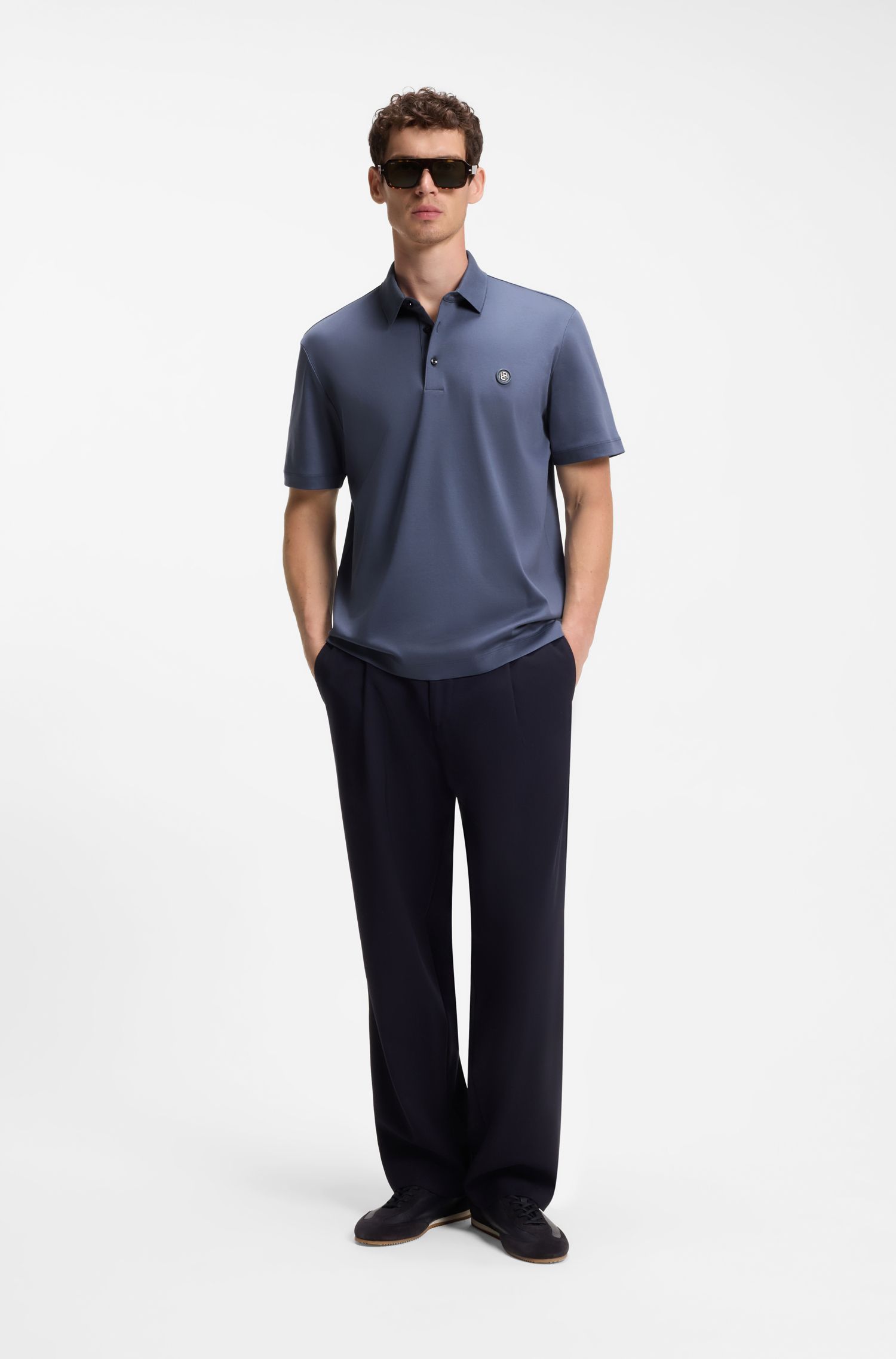 BOSS - Áo polo cotton mịn
