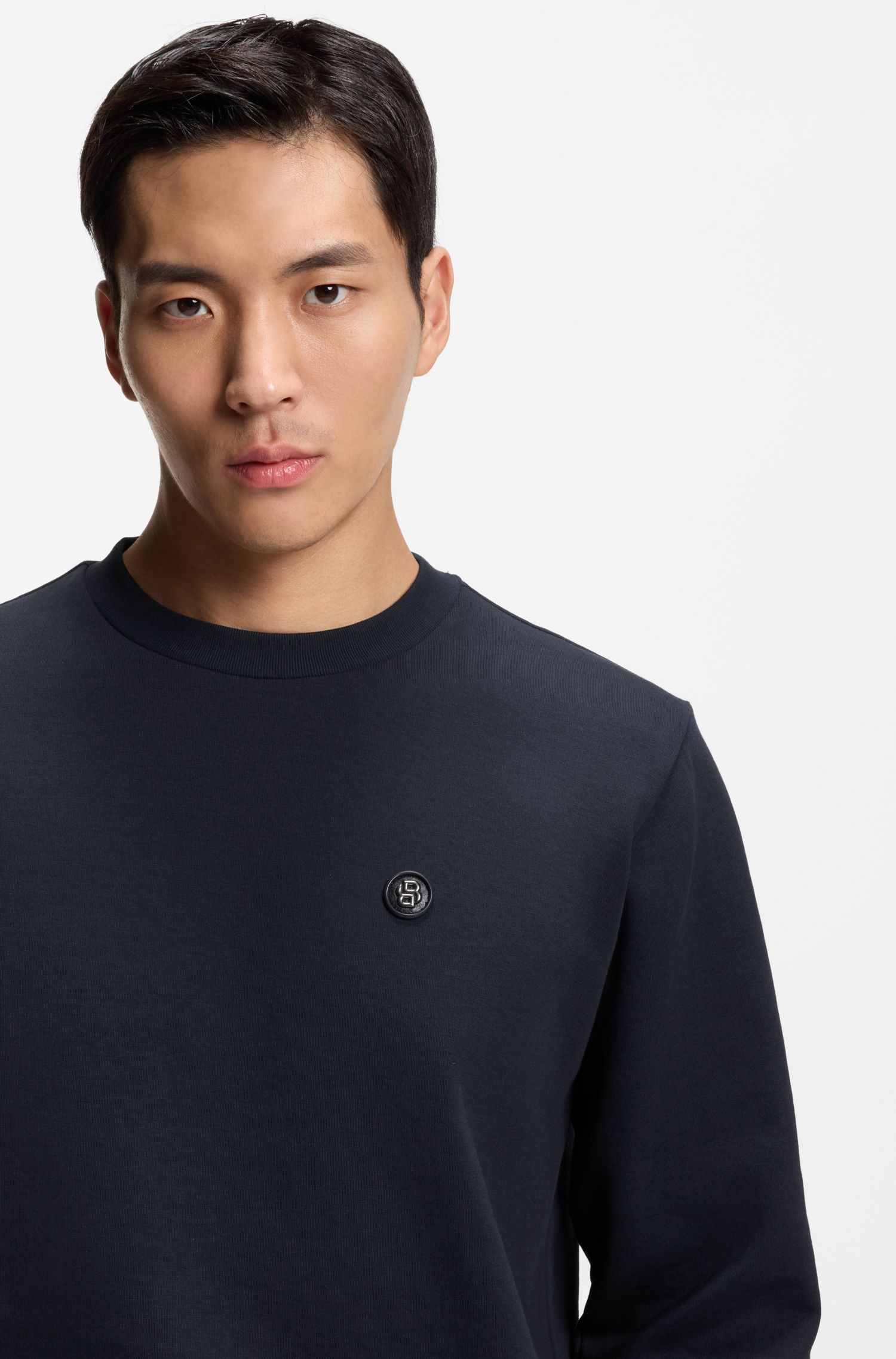 BOSS - Áo nỉ pha cotton với họa tiết Double B