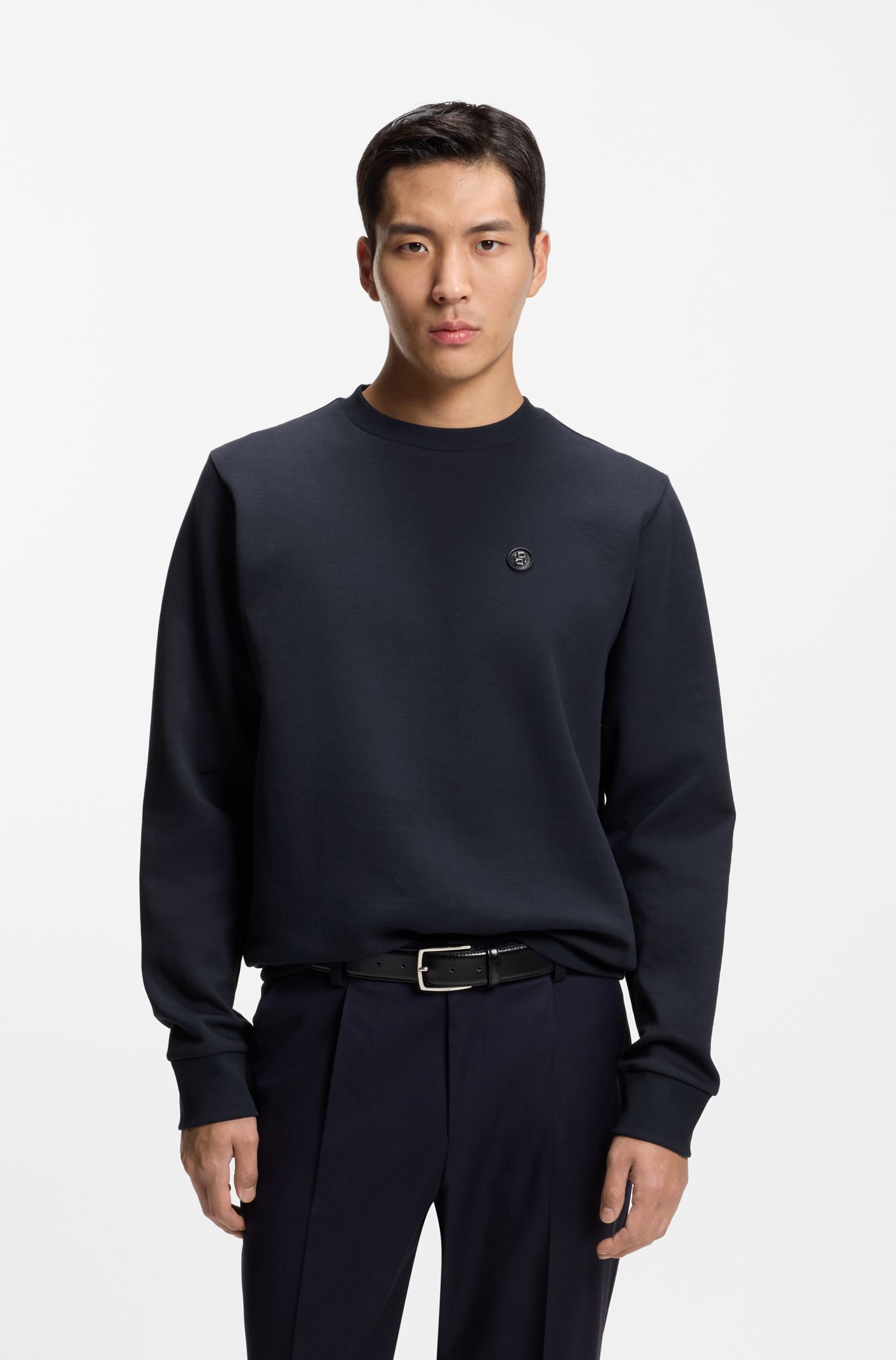 BOSS - Áo nỉ pha cotton với họa tiết Double B